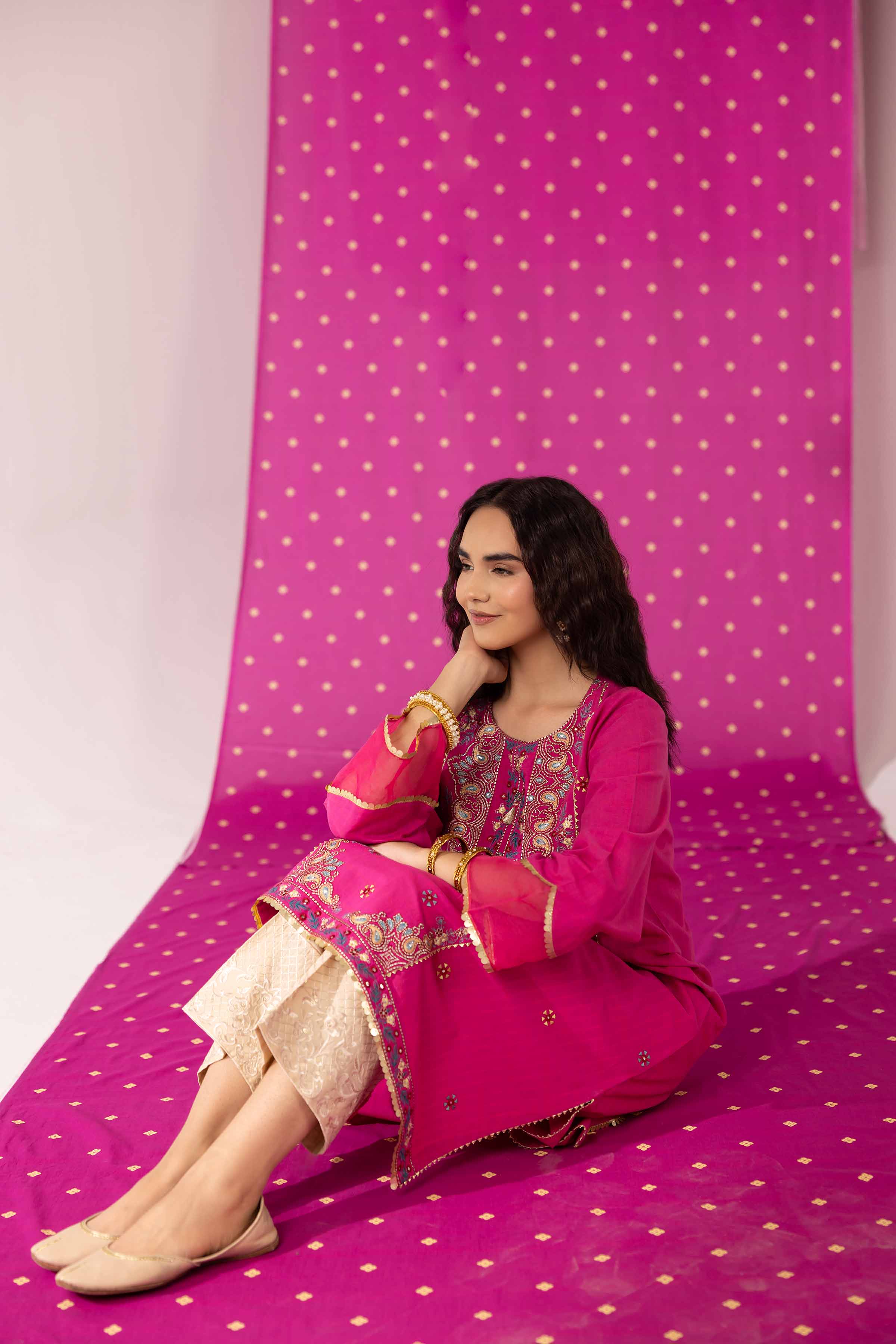 NishatUK - Pink Embroidered   Yarn Dyed 1-piece ready to wear Shirt