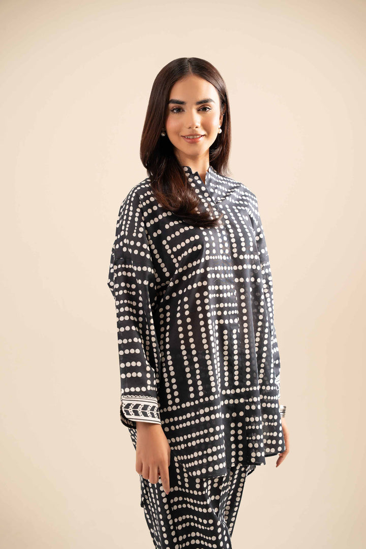 NishatUK - Black Printed Cotton 2-piece ready to wear Dress