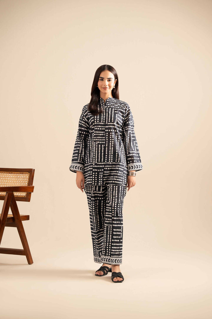 NishatUK - Black Printed Cotton 2-piece ready to wear Dress