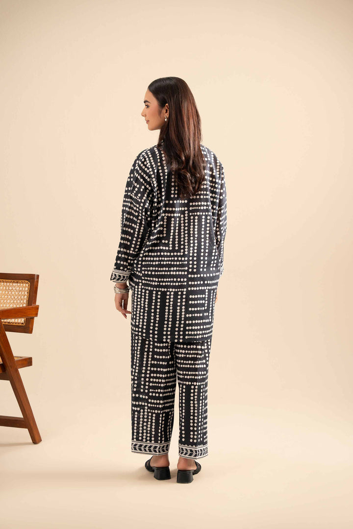 NishatUK - Black Printed Cotton 2-piece ready to wear Dress