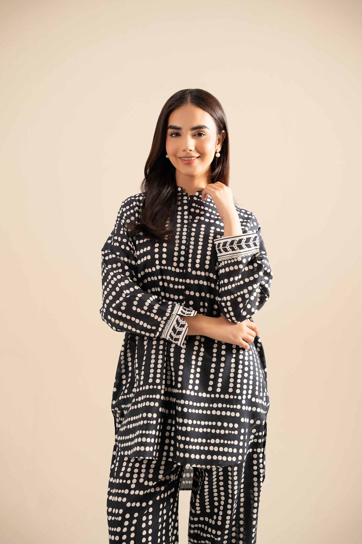 NishatUK - Black Printed Cotton 2-piece ready to wear Dress