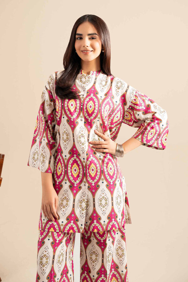 NishatUK - Pink Printed Cotton 2-piece ready to wear Dress