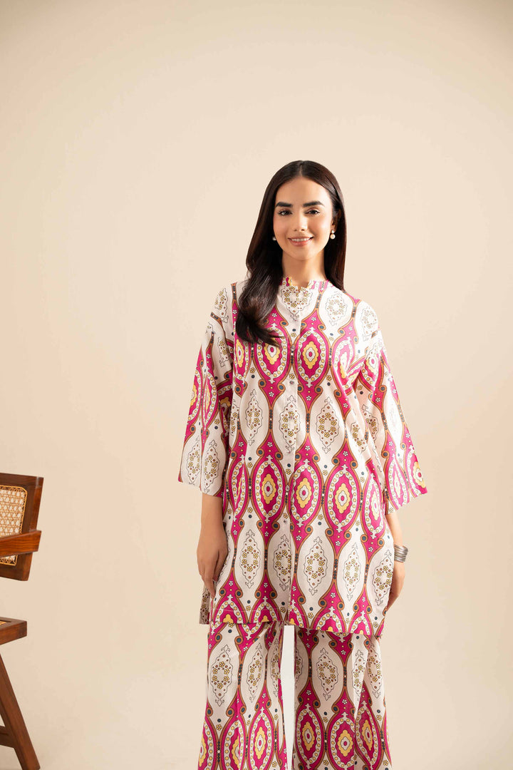NishatUK - Pink Printed Cotton 2-piece ready to wear Dress