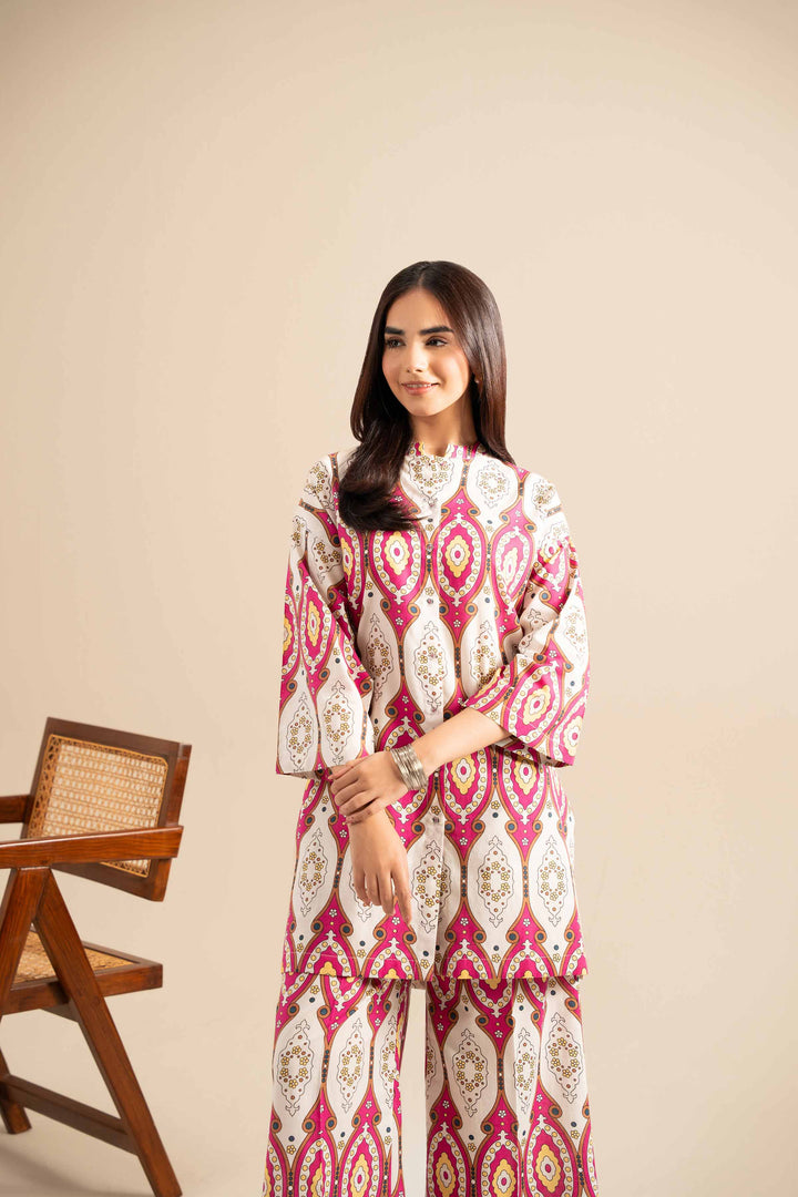 NishatUK - Pink Printed Cotton 2-piece ready to wear Dress