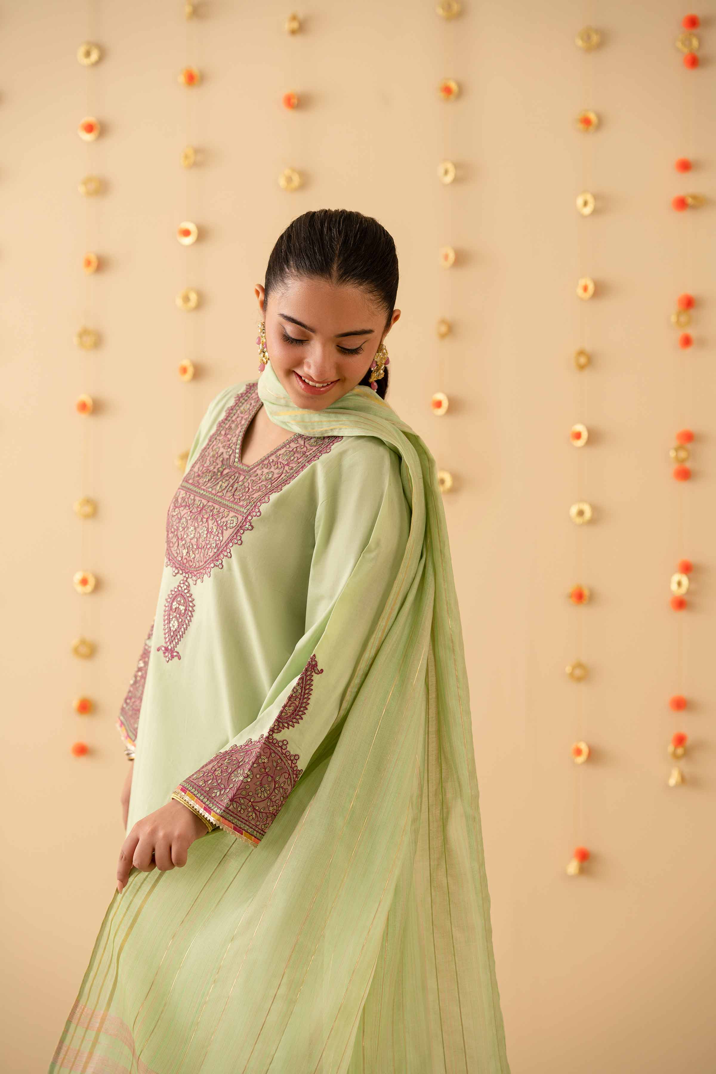 NishatUK - Green Embroidered Cambric 2-piece ready to wear Dress