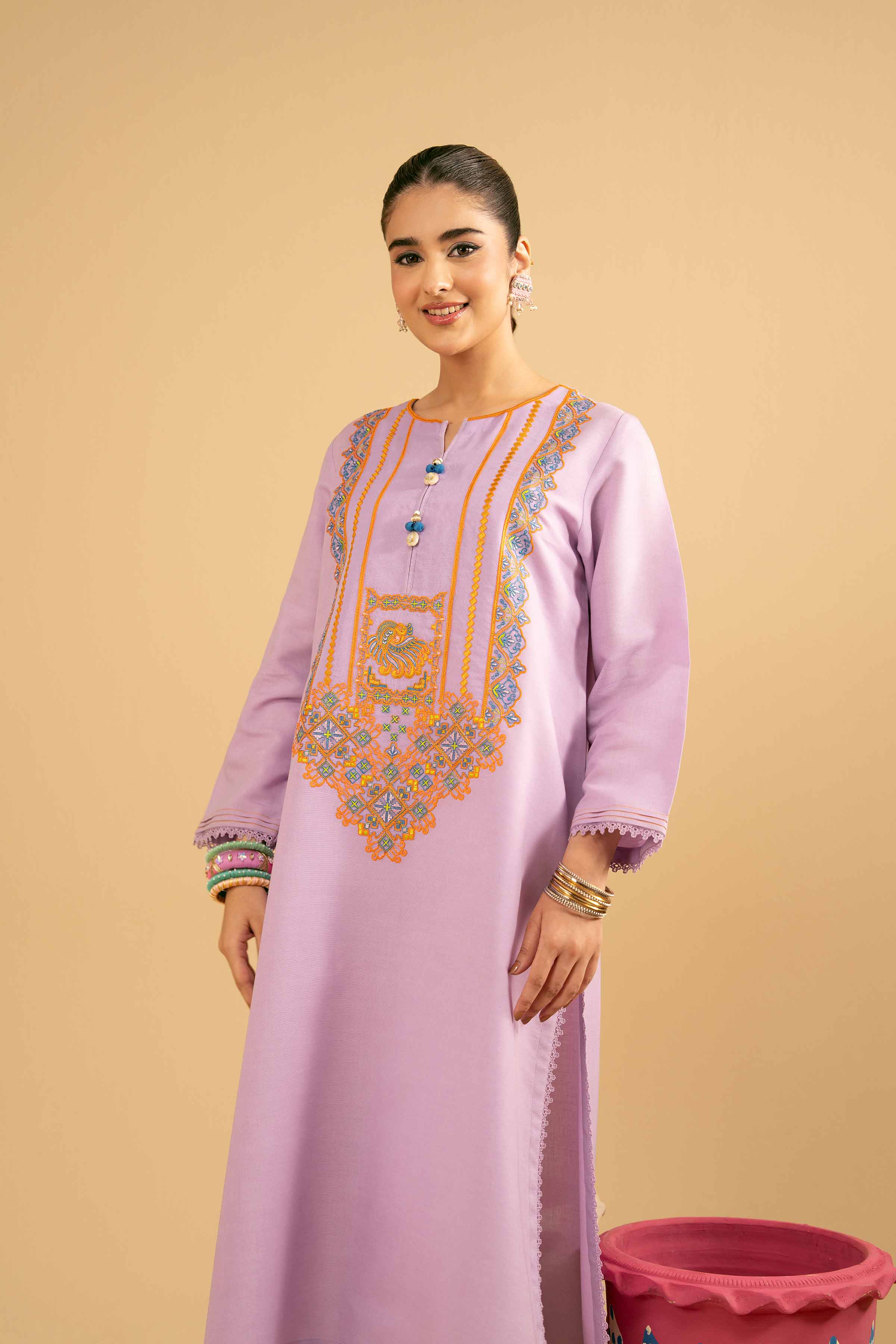 NishatUK - Purple Embroidered Cotton 1-piece ready to wear Shirt
