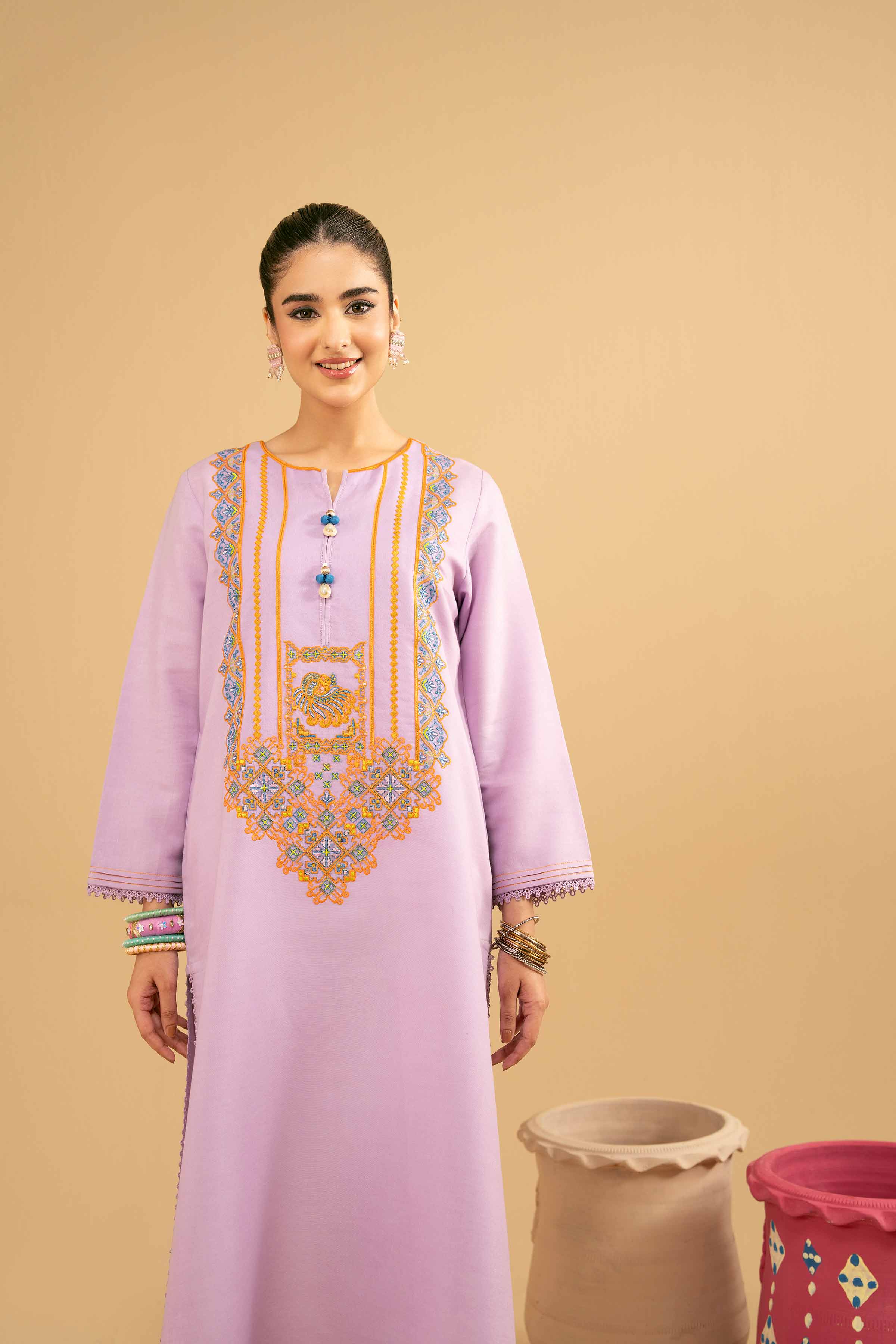 NishatUK - Purple Embroidered Cotton 1-piece ready to wear Shirt