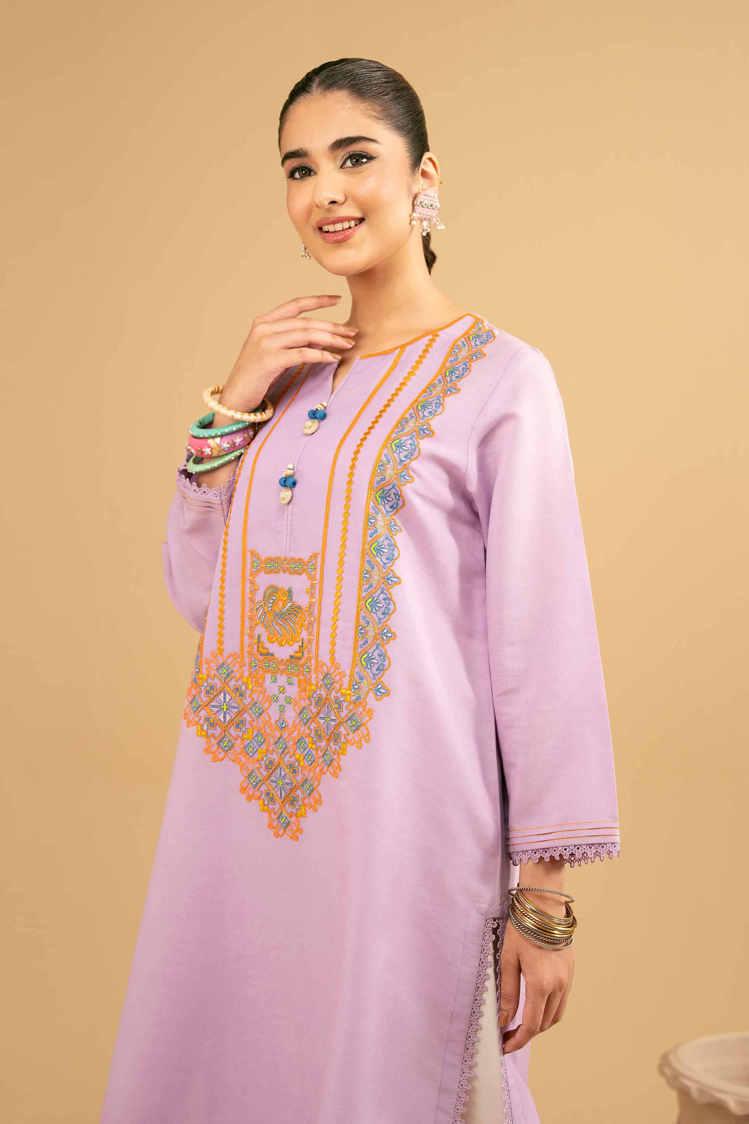 NishatUK - Purple Embroidered Cotton 1-piece ready to wear Shirt