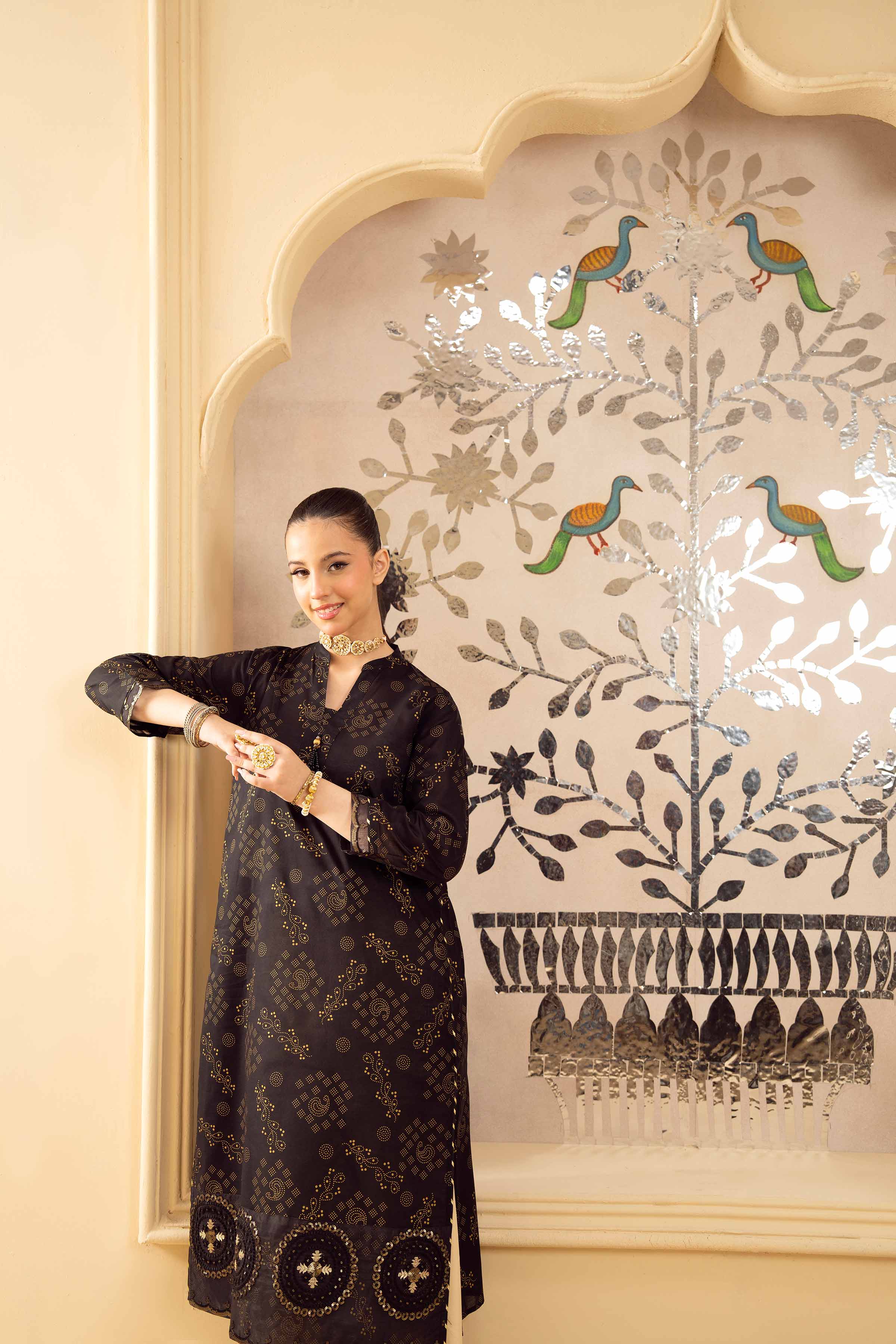 NishatUK - Black Embroidered  Lawn 1-piece ready to wear Shirt