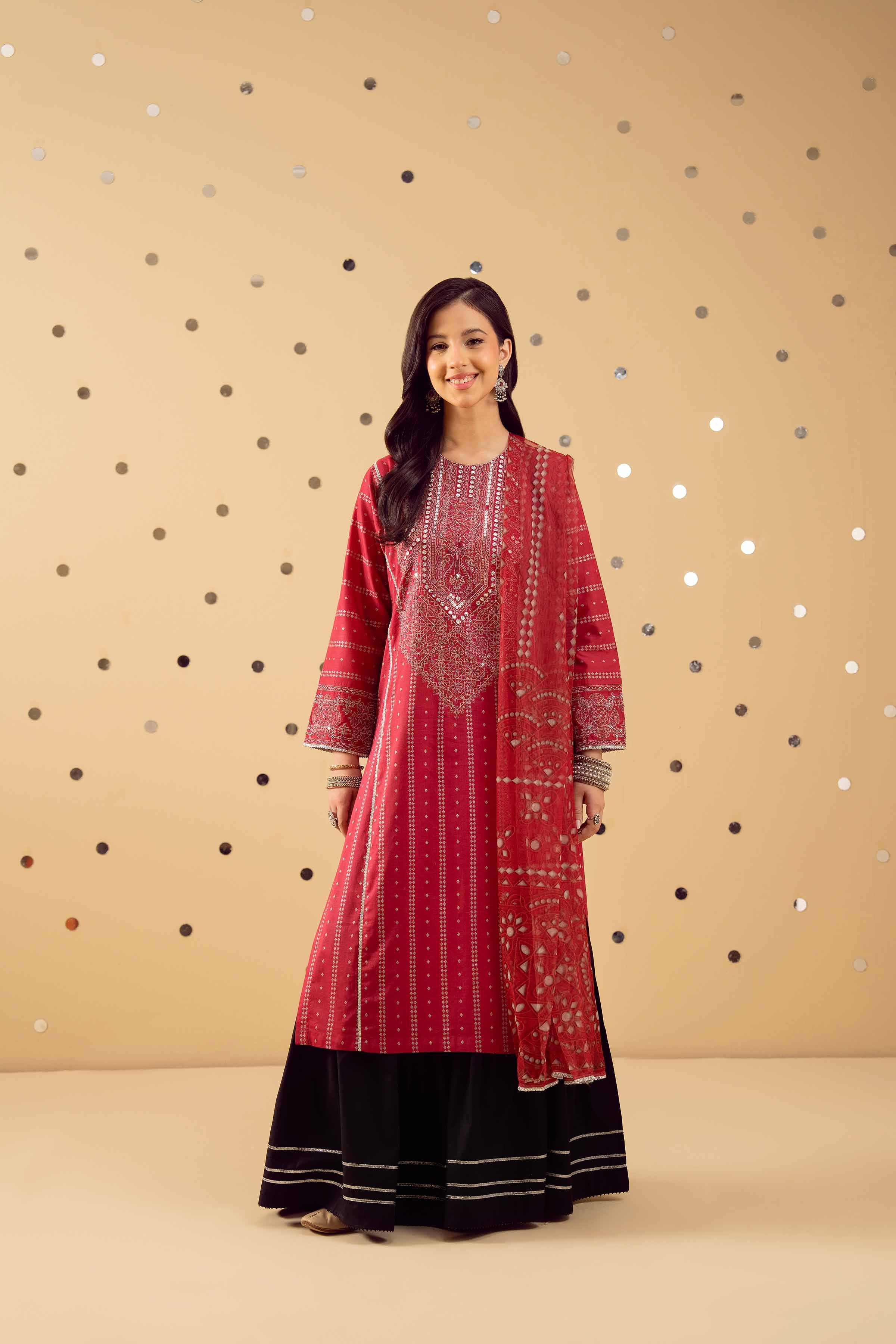 NishatUK - Red Embroidered Lawn 2-piece ready to wear Dress