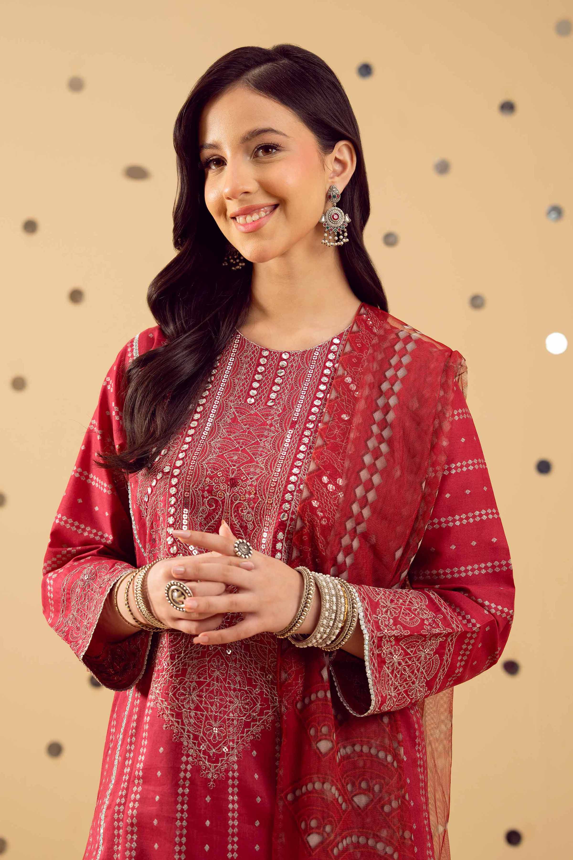 NishatUK - Red Embroidered Lawn 2-piece ready to wear Dress
