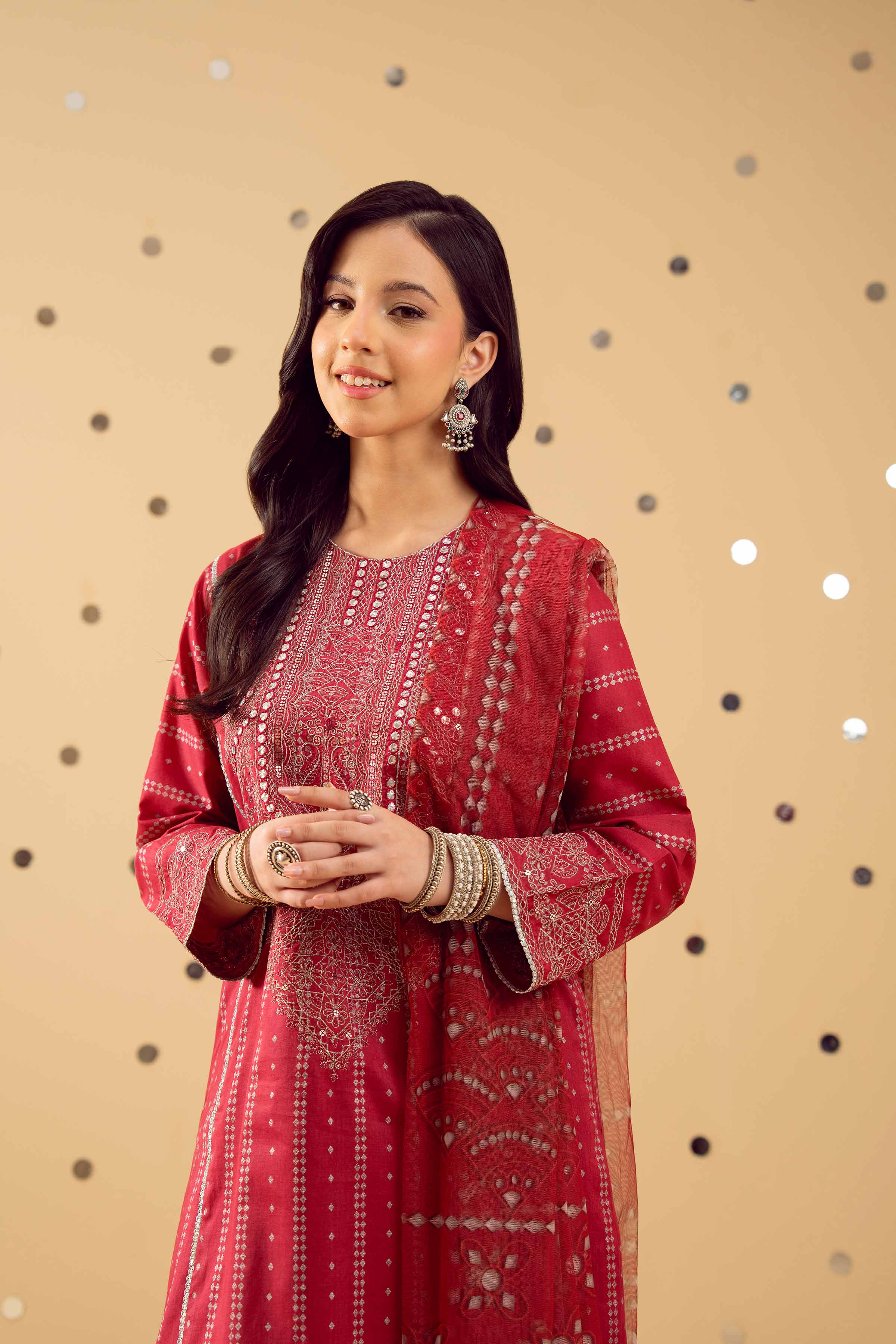 NishatUK - Red Embroidered Lawn 2-piece ready to wear Dress