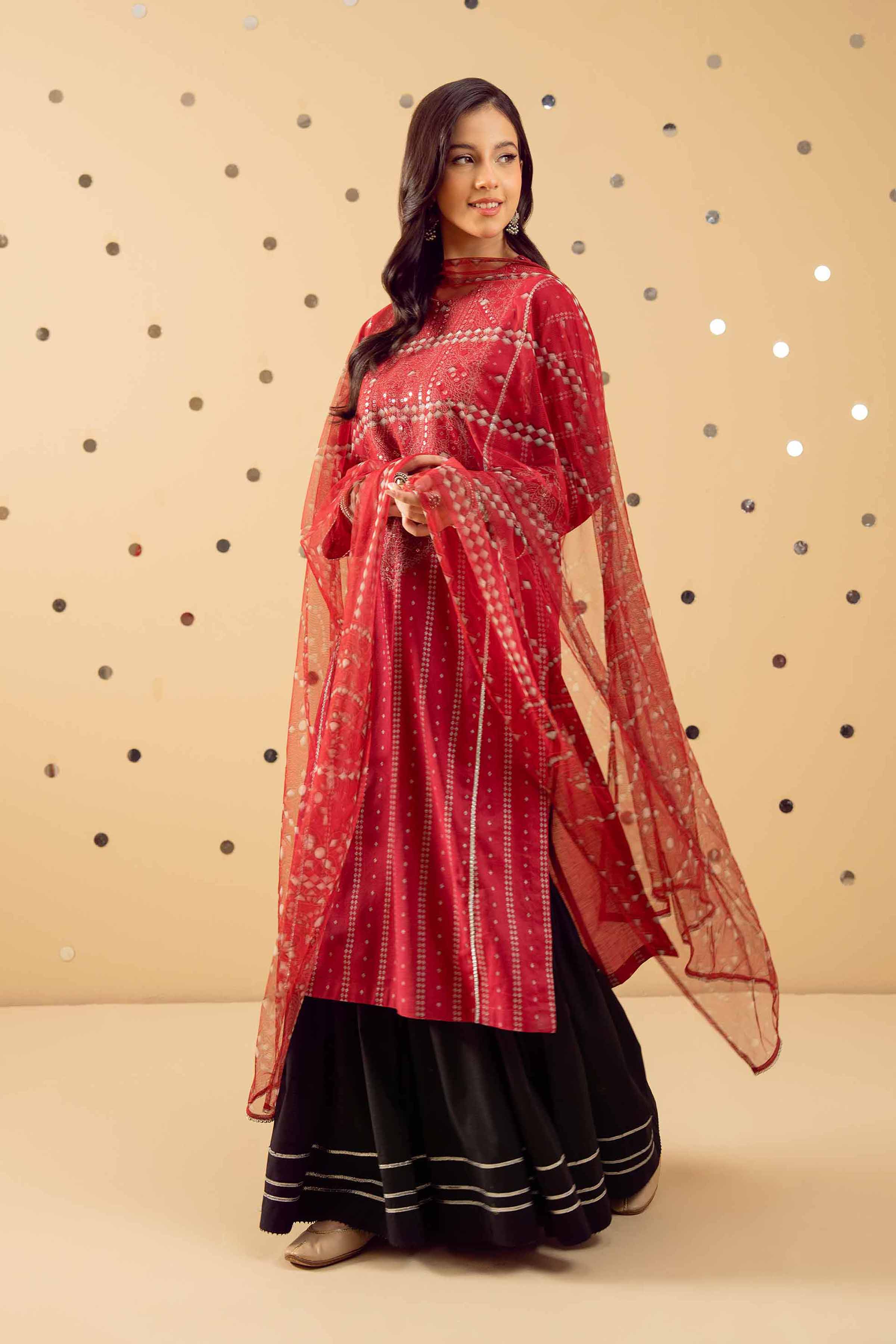 NishatUK - Red Embroidered Lawn 2-piece ready to wear Dress