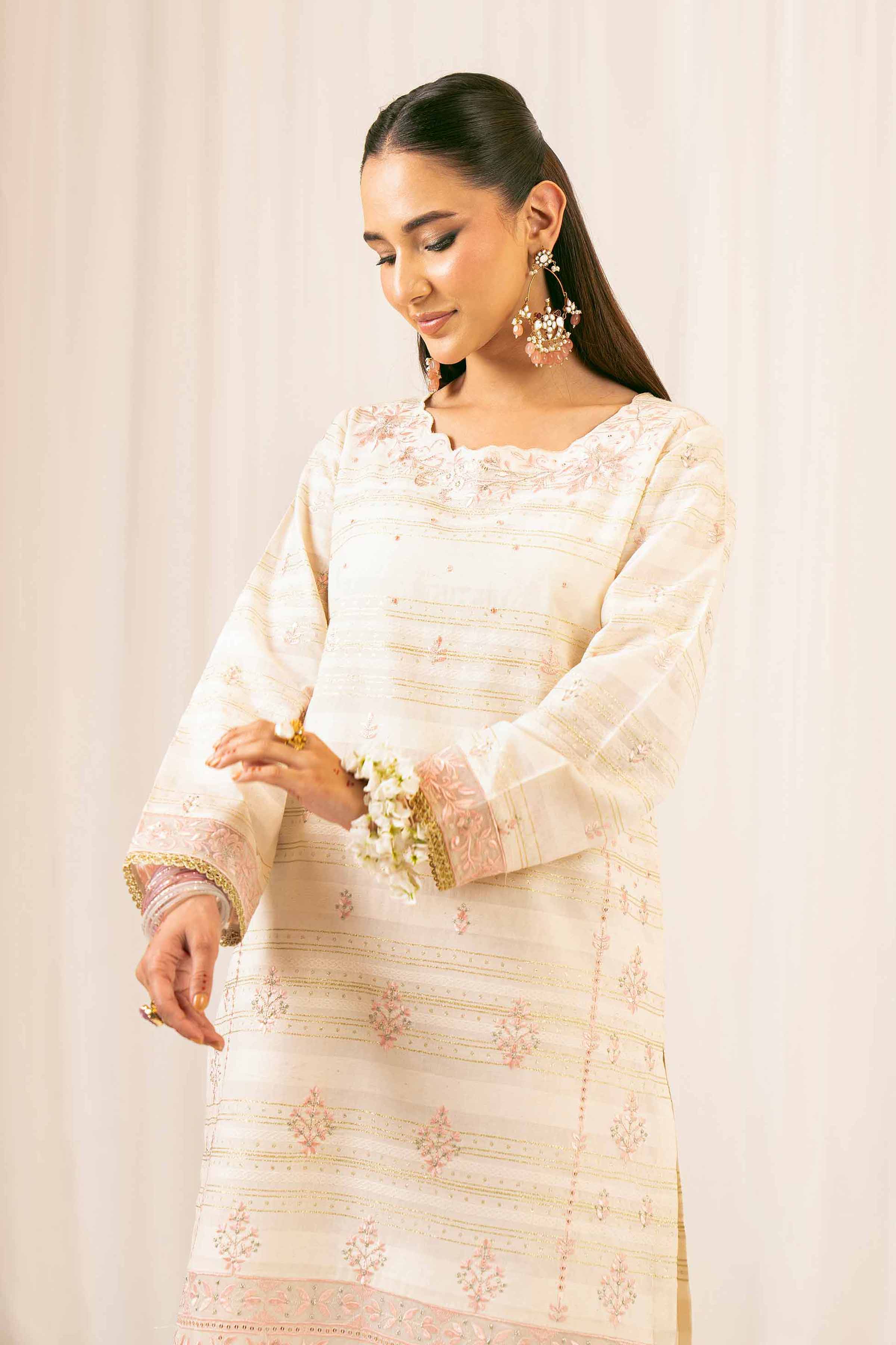 NishatUK - Beige Embroidered Jacquard 2-piece ready to wear Dress