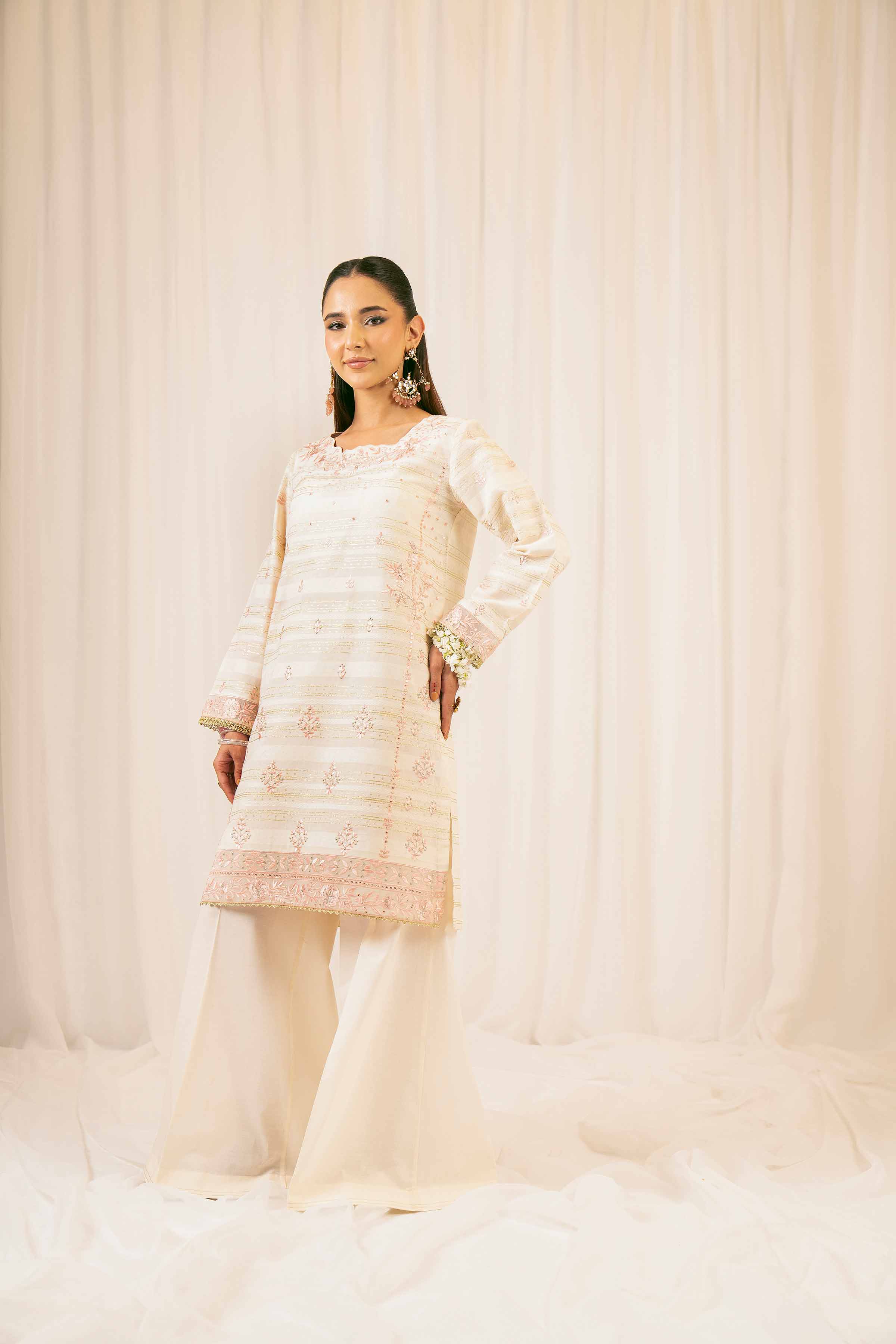 NishatUK - Beige Embroidered Jacquard 2-piece ready to wear Dress