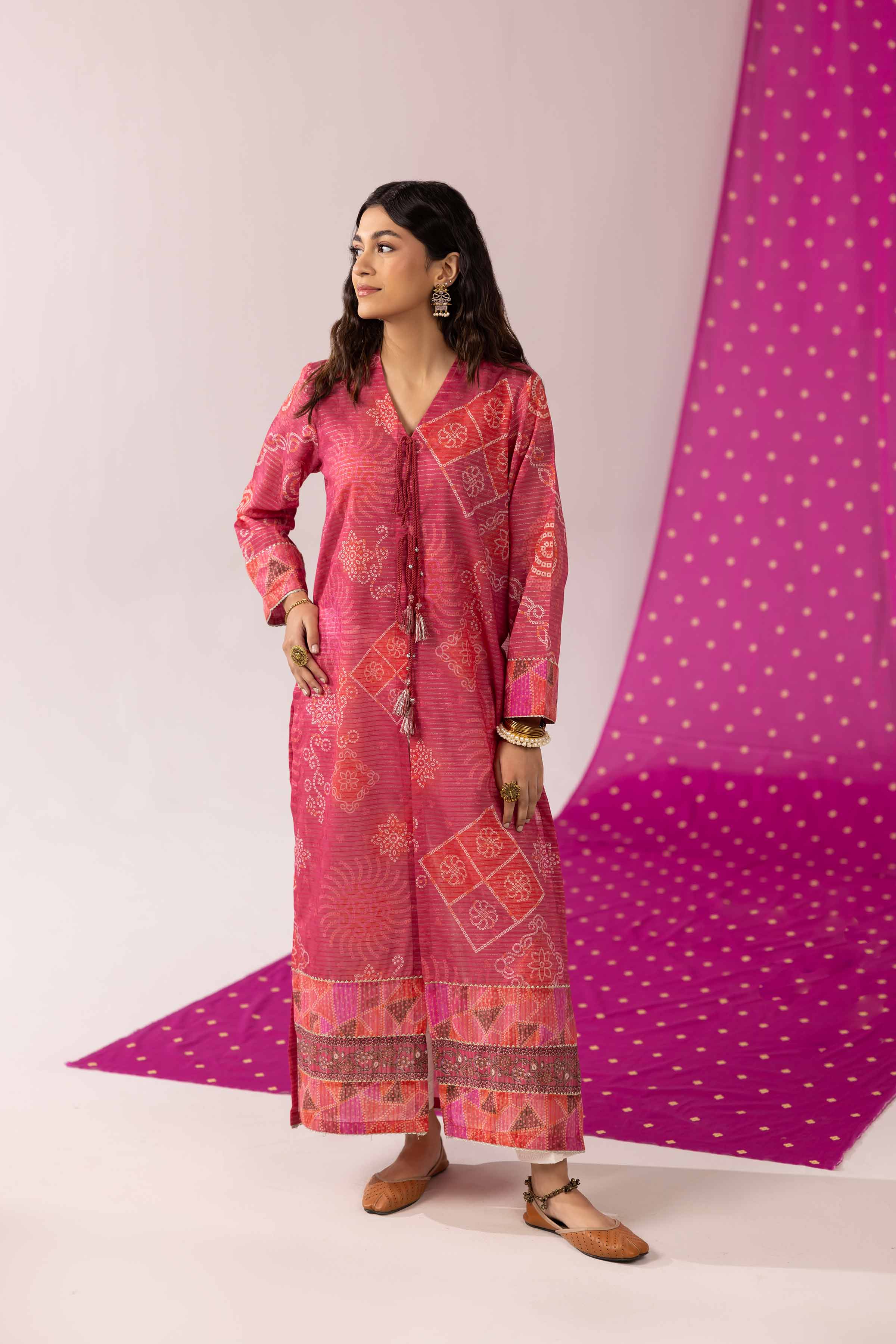 NishatUK - Pink Printed Jacquard 1-piece ready to wear Shirt