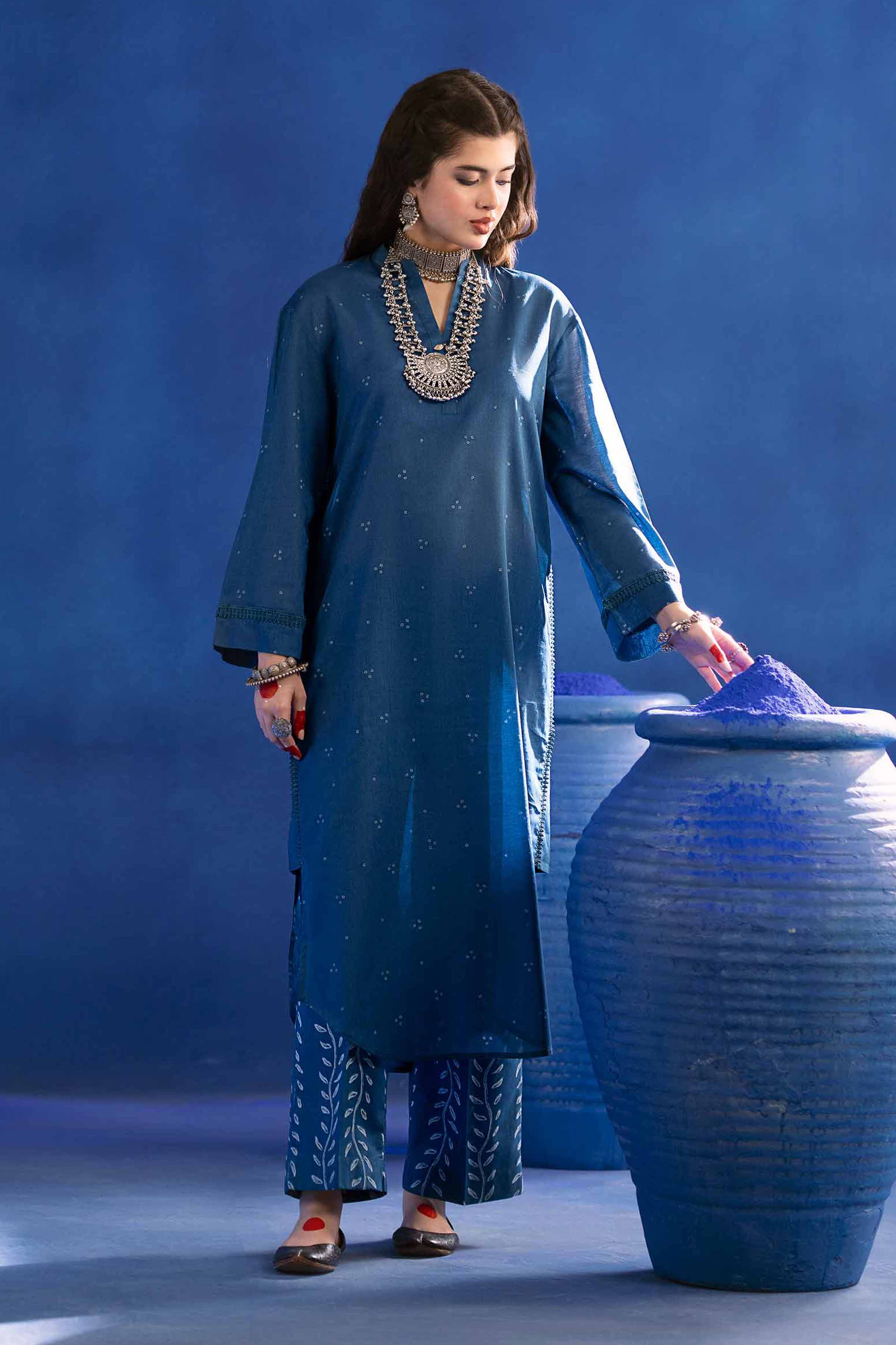 NishatUK - Blue Printed Lawn 2-piece ready to wear Dress