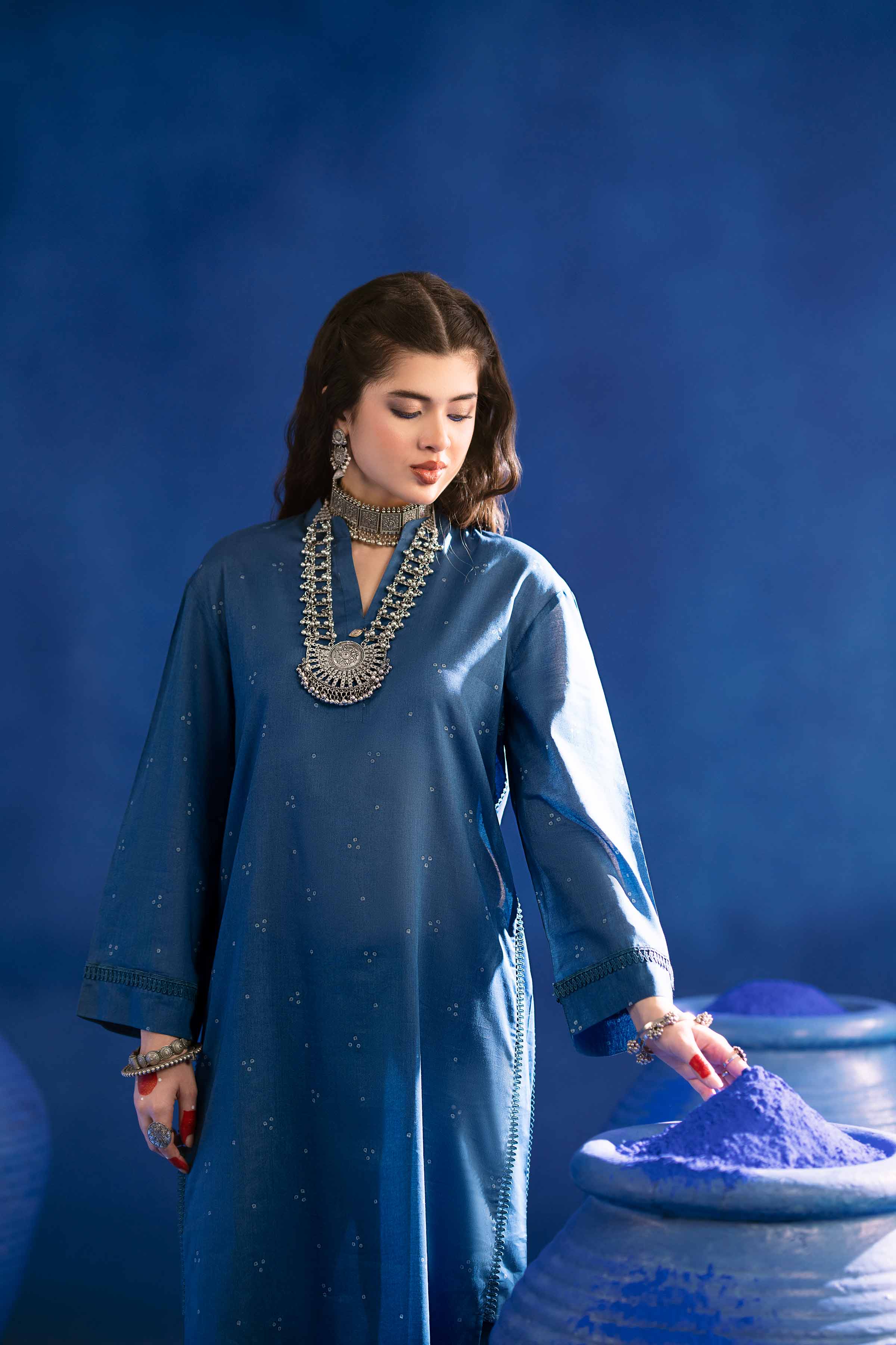 NishatUK - Blue Printed Lawn 2-piece ready to wear Dress