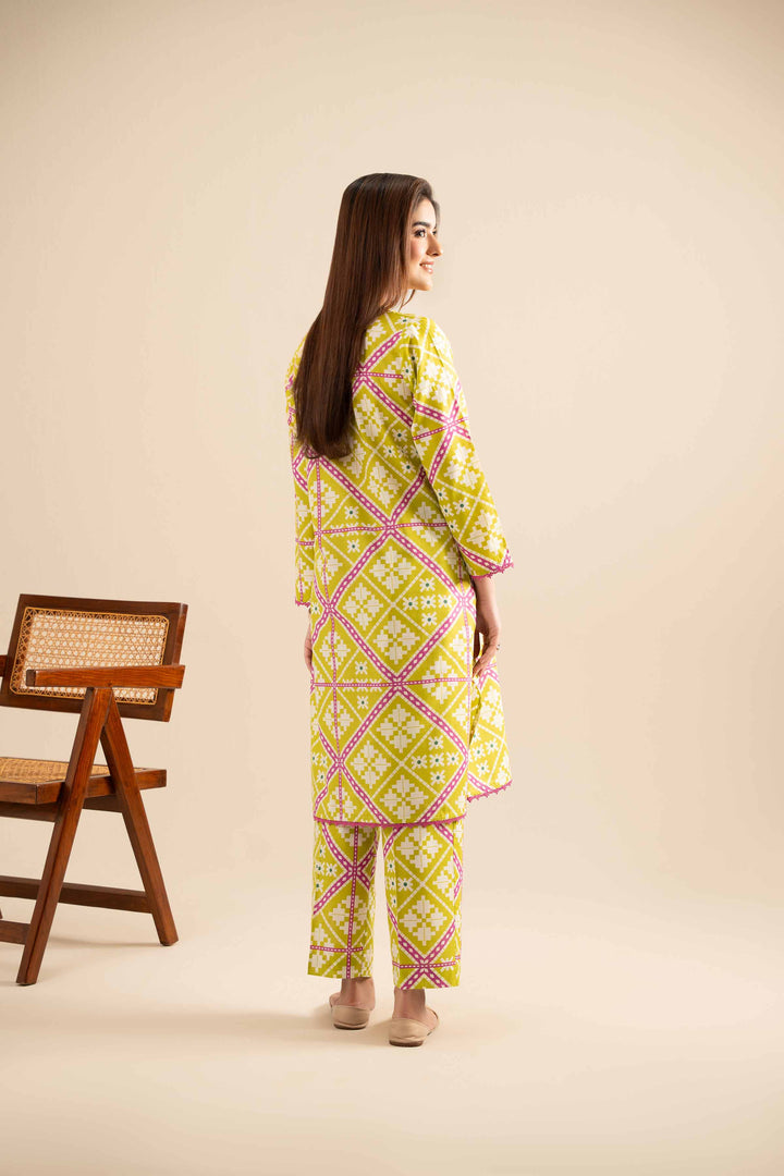 NishatUK - Green Printed Cotton 2-piece ready to wear Dress