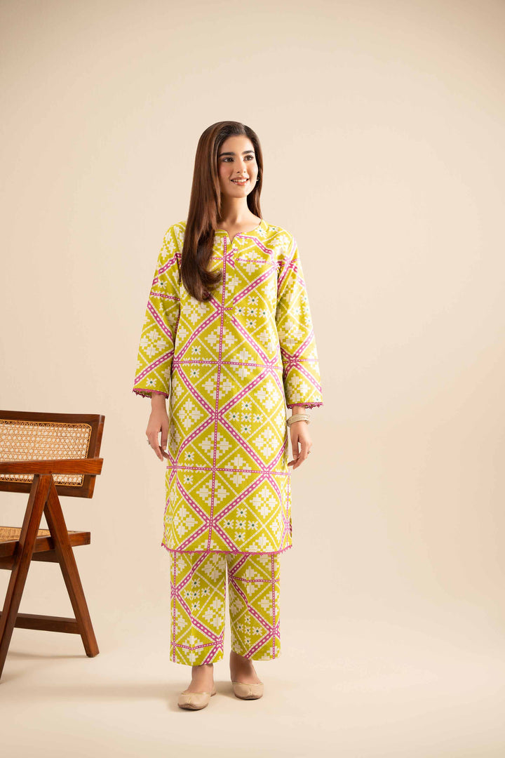 NishatUK - Green Printed Cotton 2-piece ready to wear Dress