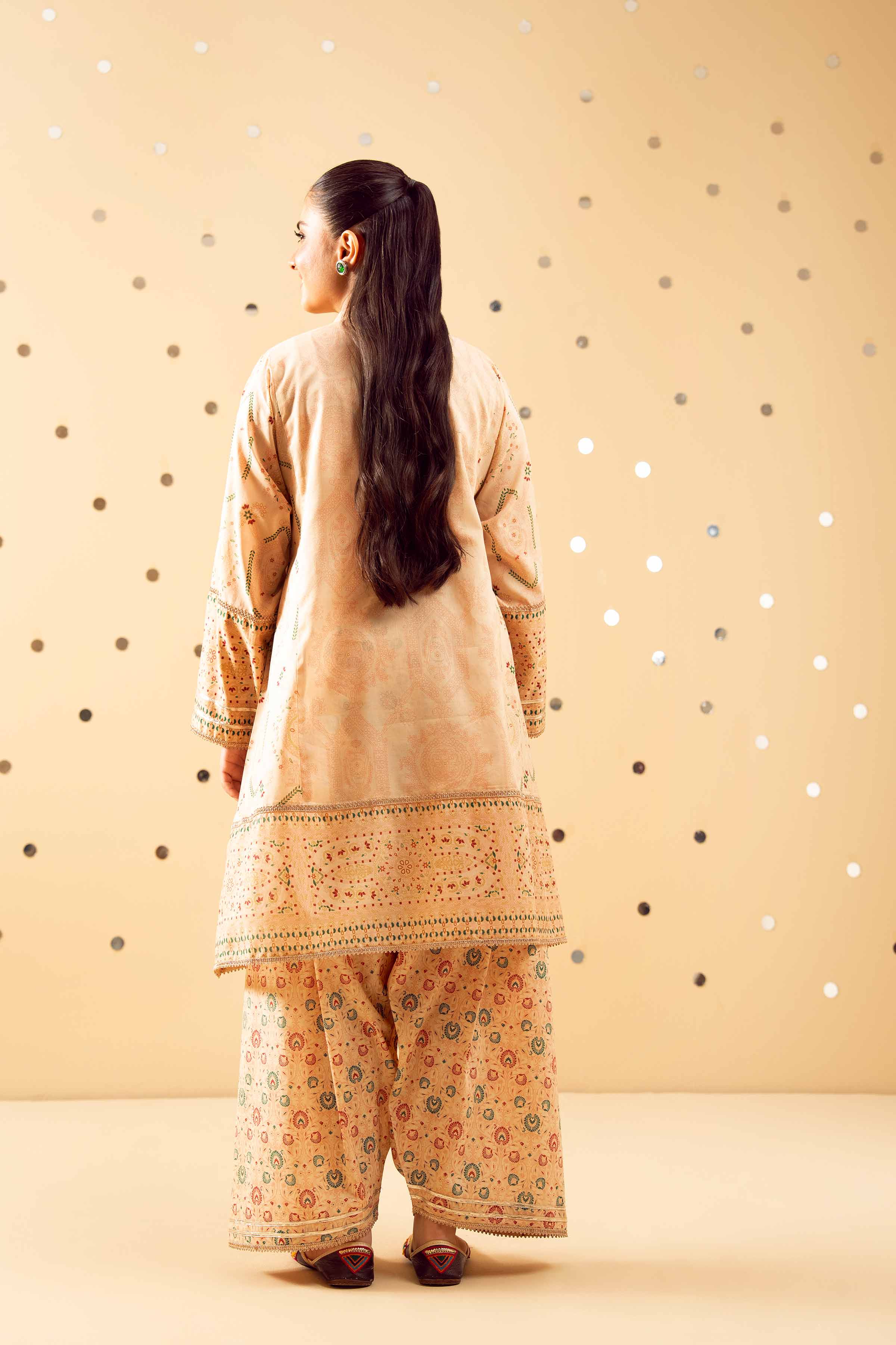 NishatUK - Beige Printed Lawn 2-piece ready to wear Dress