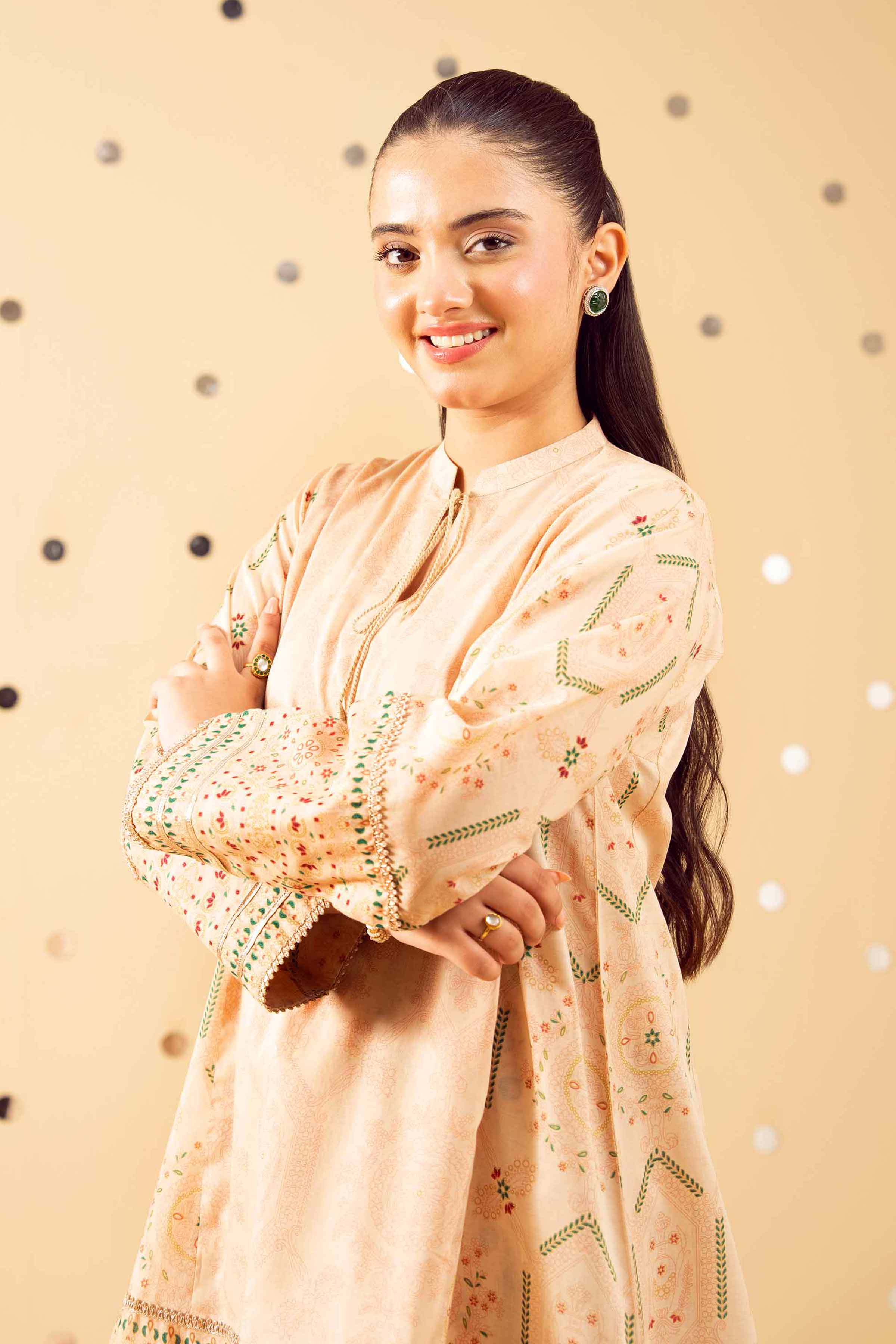 NishatUK - Beige Printed Lawn 2-piece ready to wear Dress