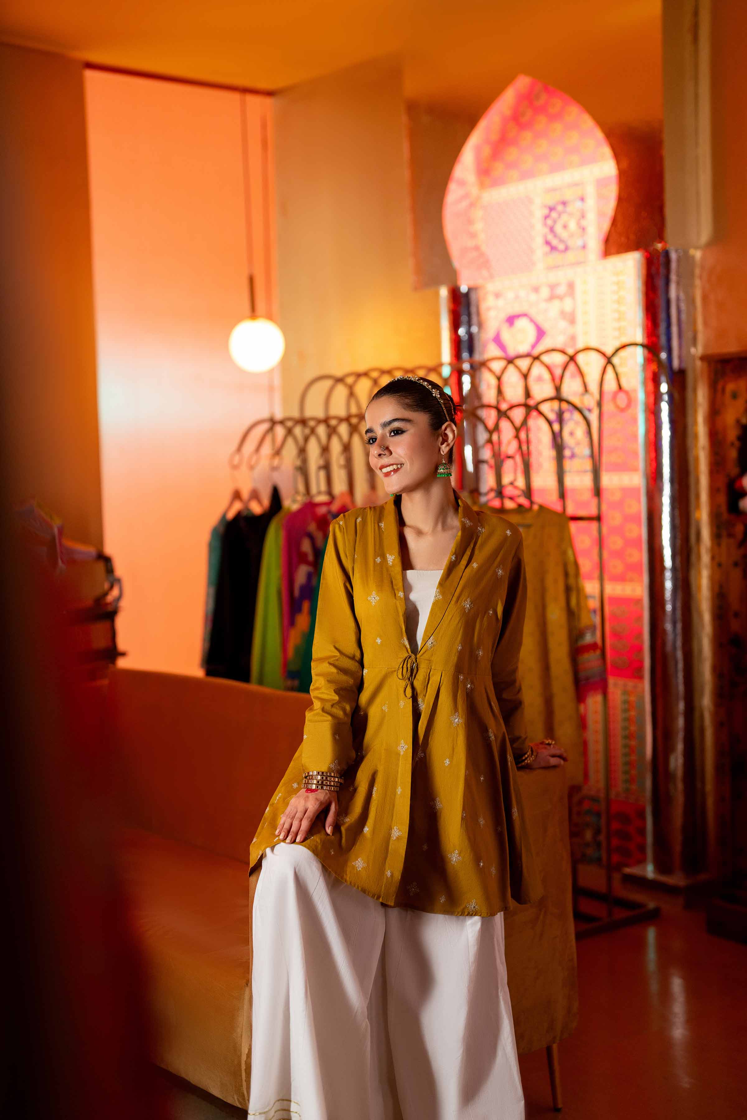 NishatUK - Gold Embroidered   Cambric 1-piece ready to wear Tunic