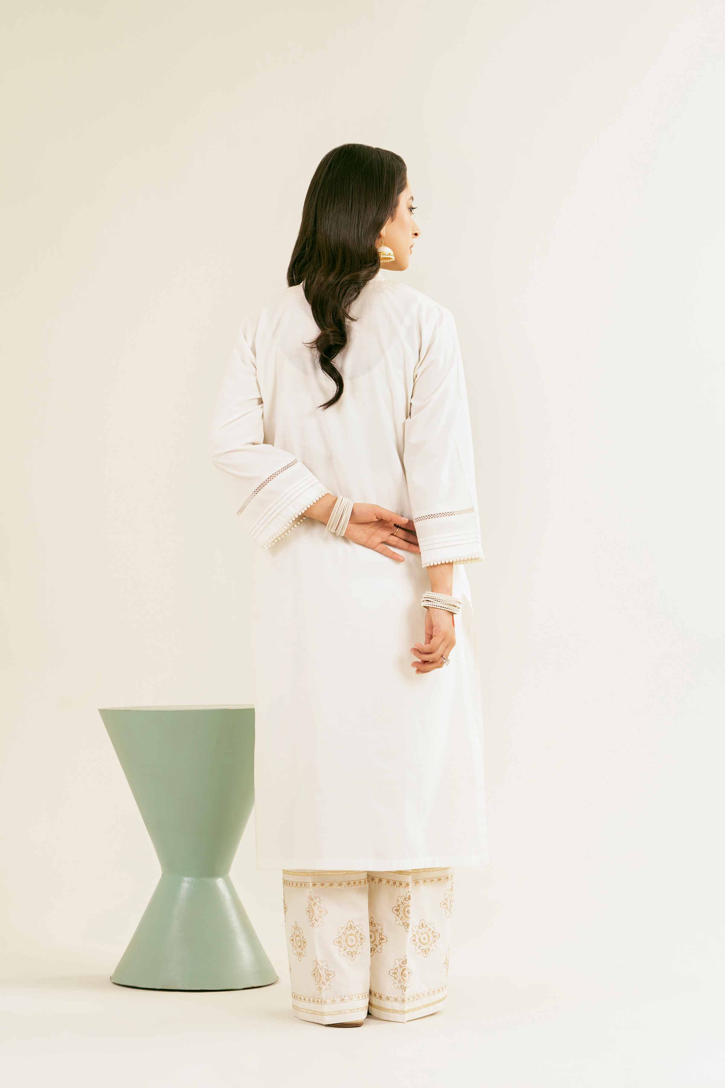 NishatUK - White Embroidered   Cambric 1-piece ready to wear Shirt