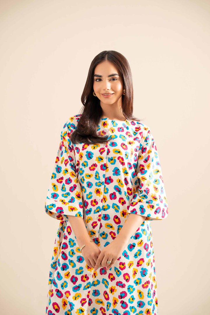 NishatUK - Beige Printed Cotton 2-piece ready to wear Dress