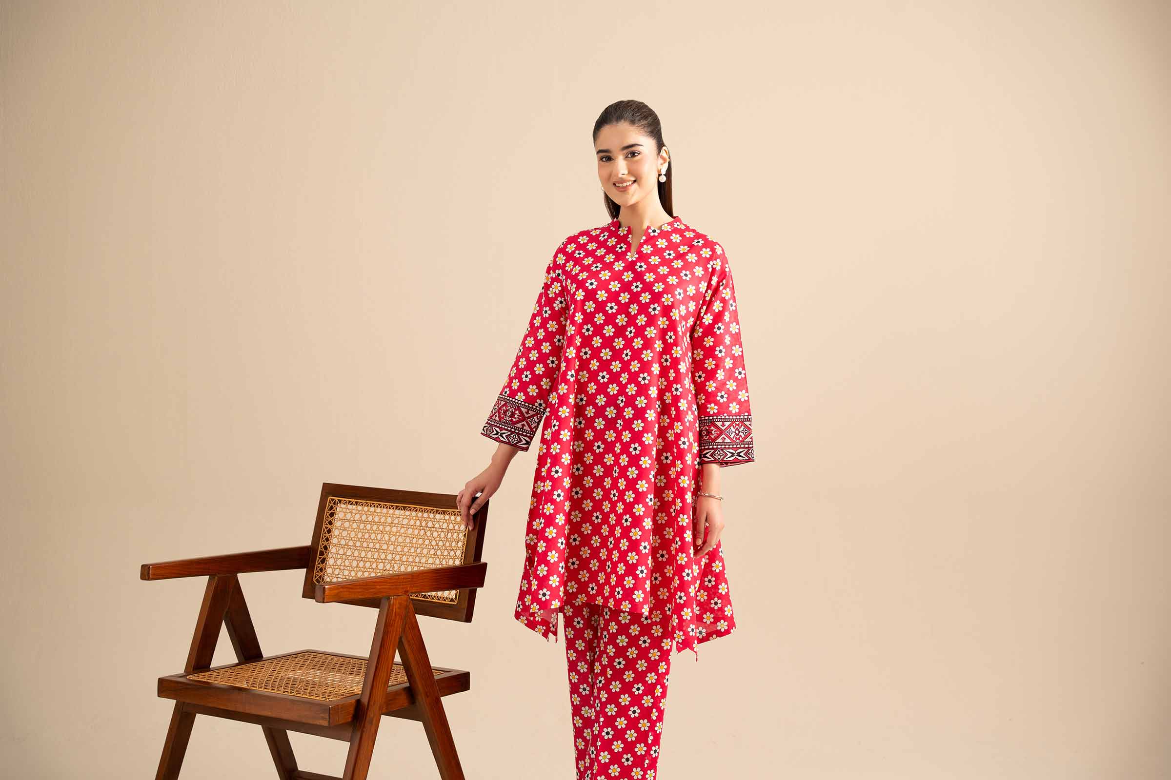 NishatUK - Pink Embroidered  Cotton 2-piece ready to wear Dress