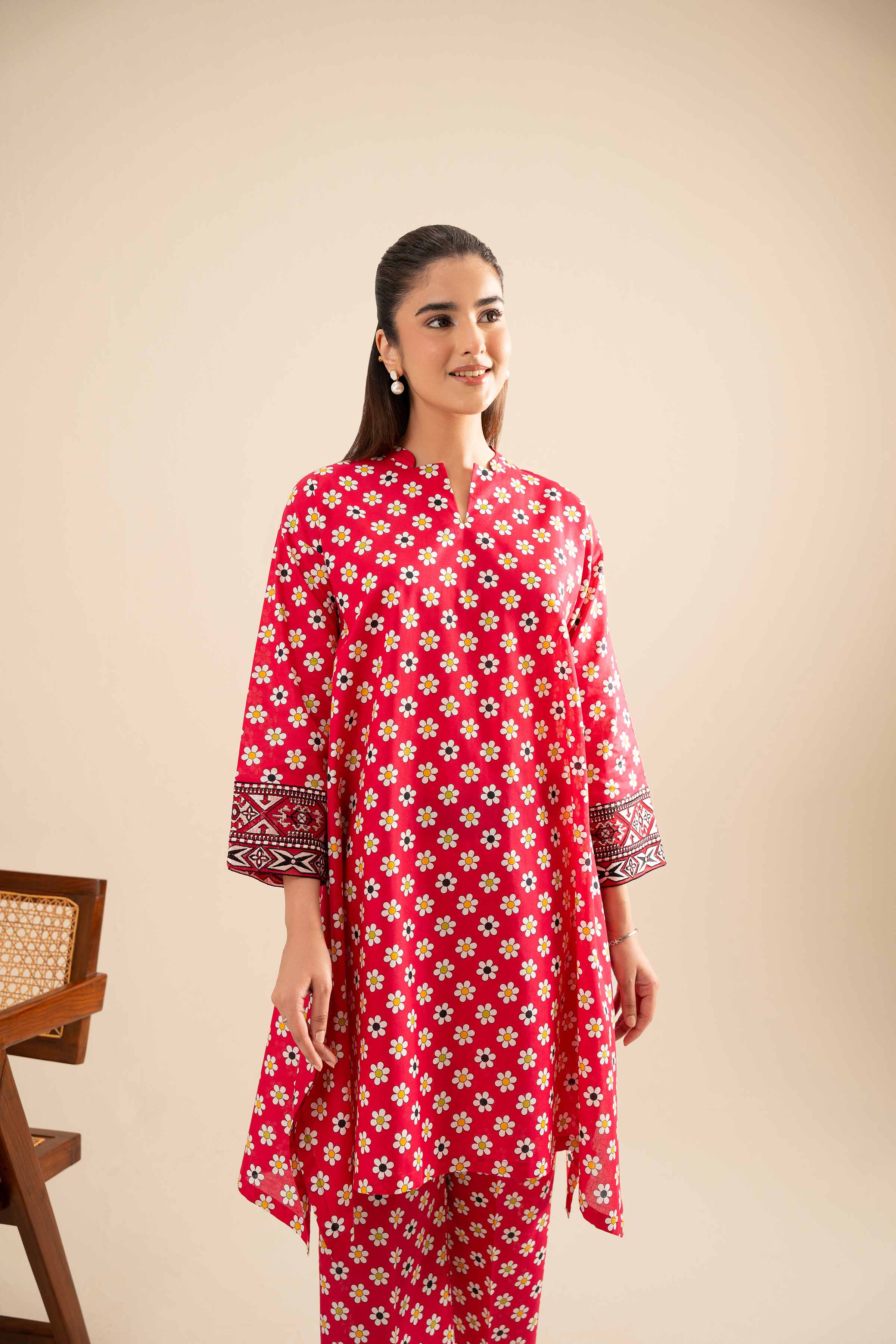 NishatUK - Pink Embroidered  Cotton 2-piece ready to wear Dress