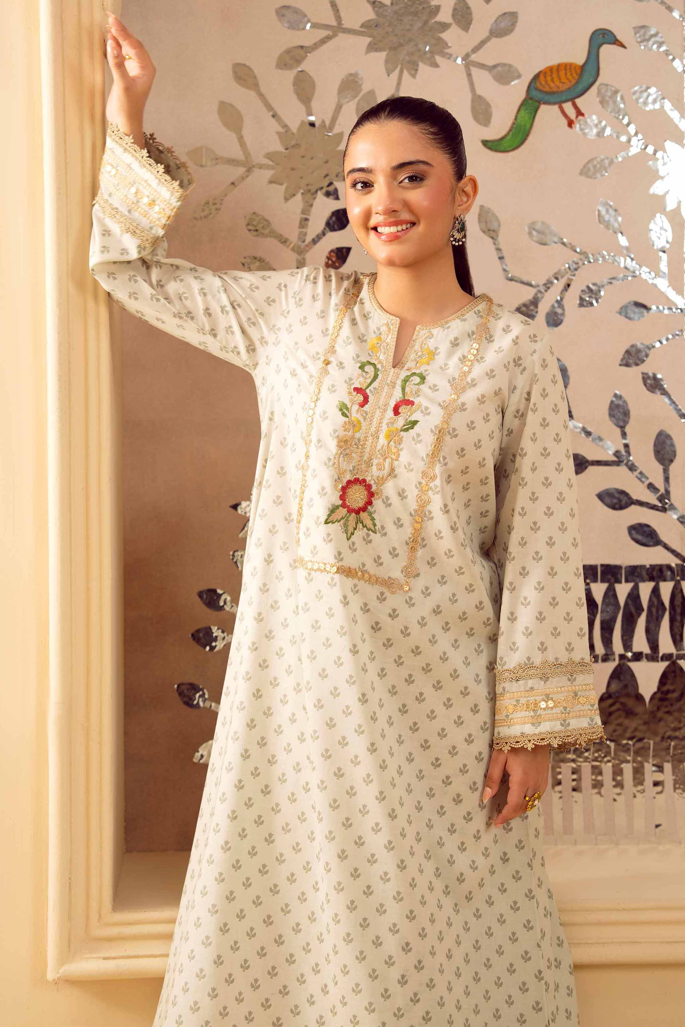 NishatUK - French Grey Embroidered Lawn 2-piece ready to wear Dress