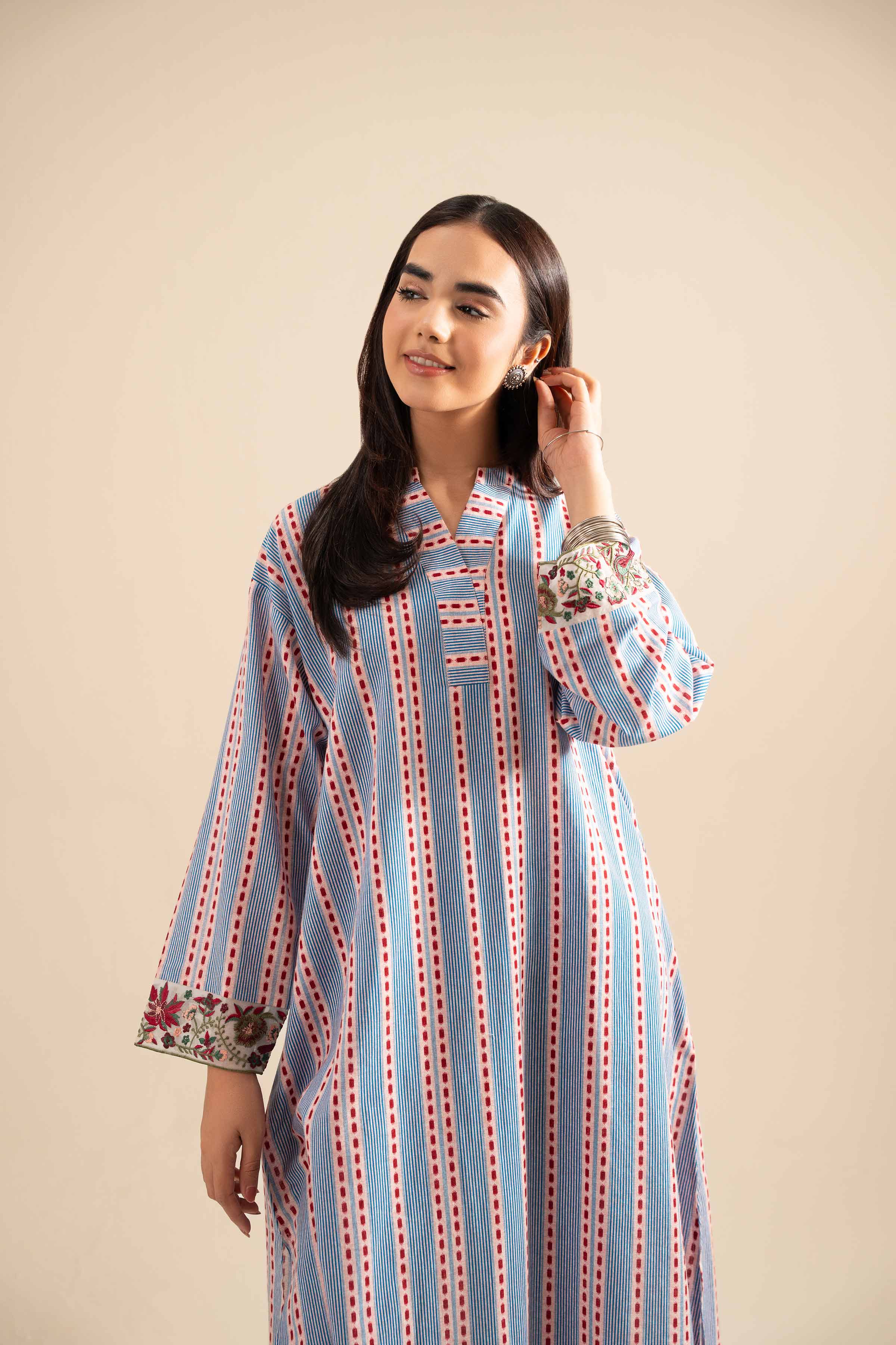 NishatUK - Pink Embroidered  Cotton 2-piece ready to wear Dress