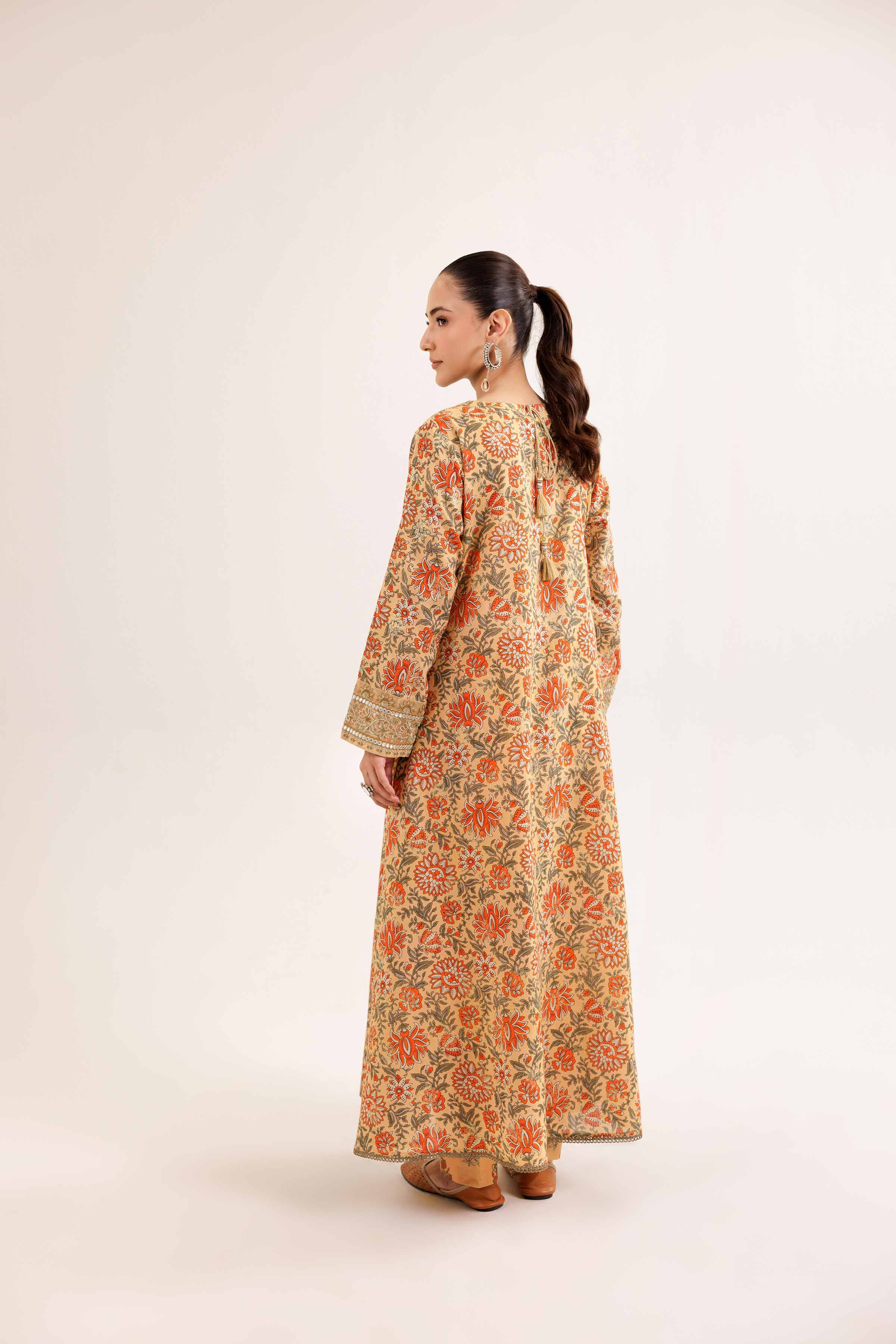 NishatUK - Orange Embroidered  Jacquard 2-piece ready to wear Dress