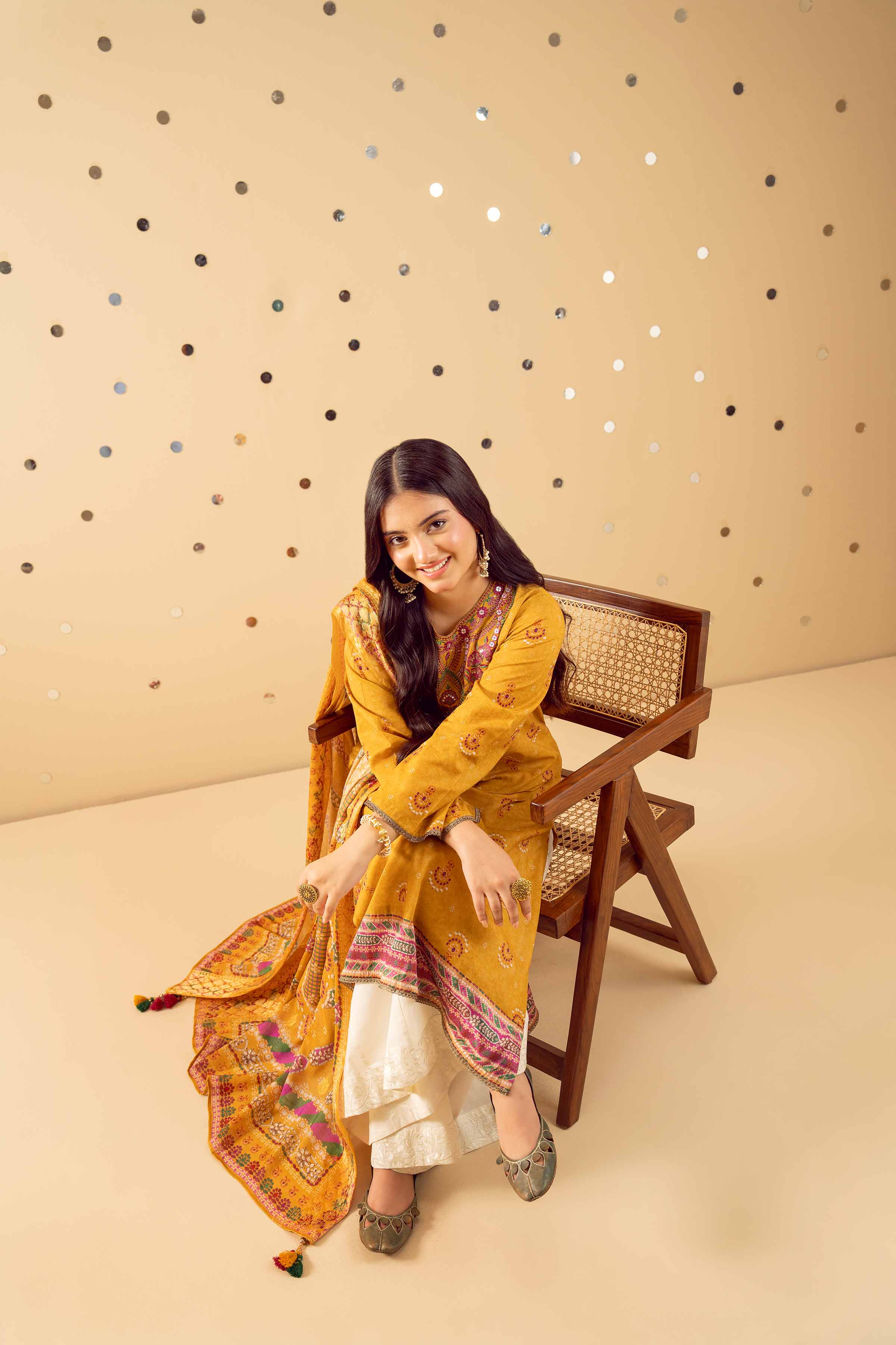 NishatUK - Mustard Embroidered  Jacquard 2-piece ready to wear Dress