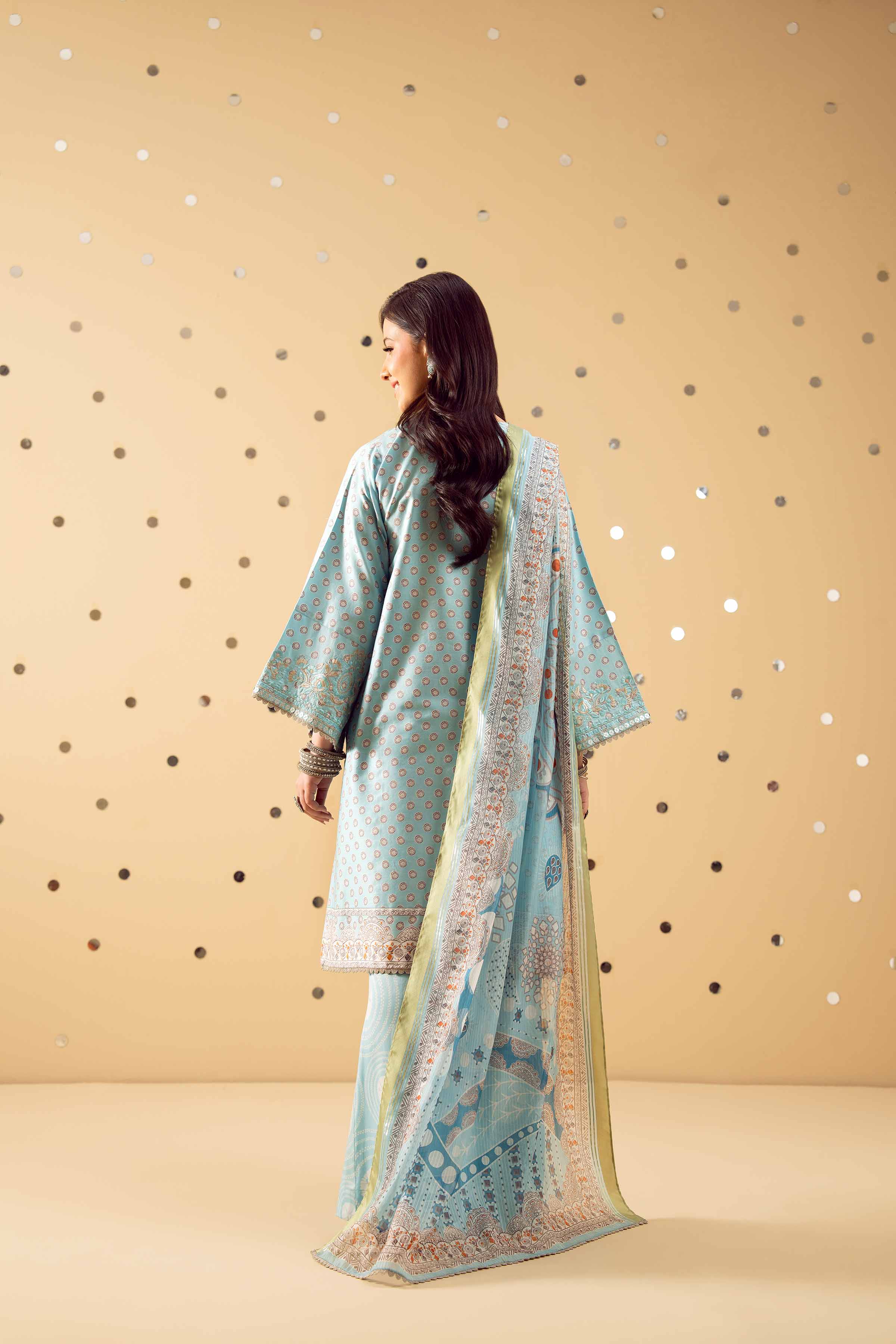 NishatUK - Blue Embroidered   Satin 3-piece ready to wear Suit