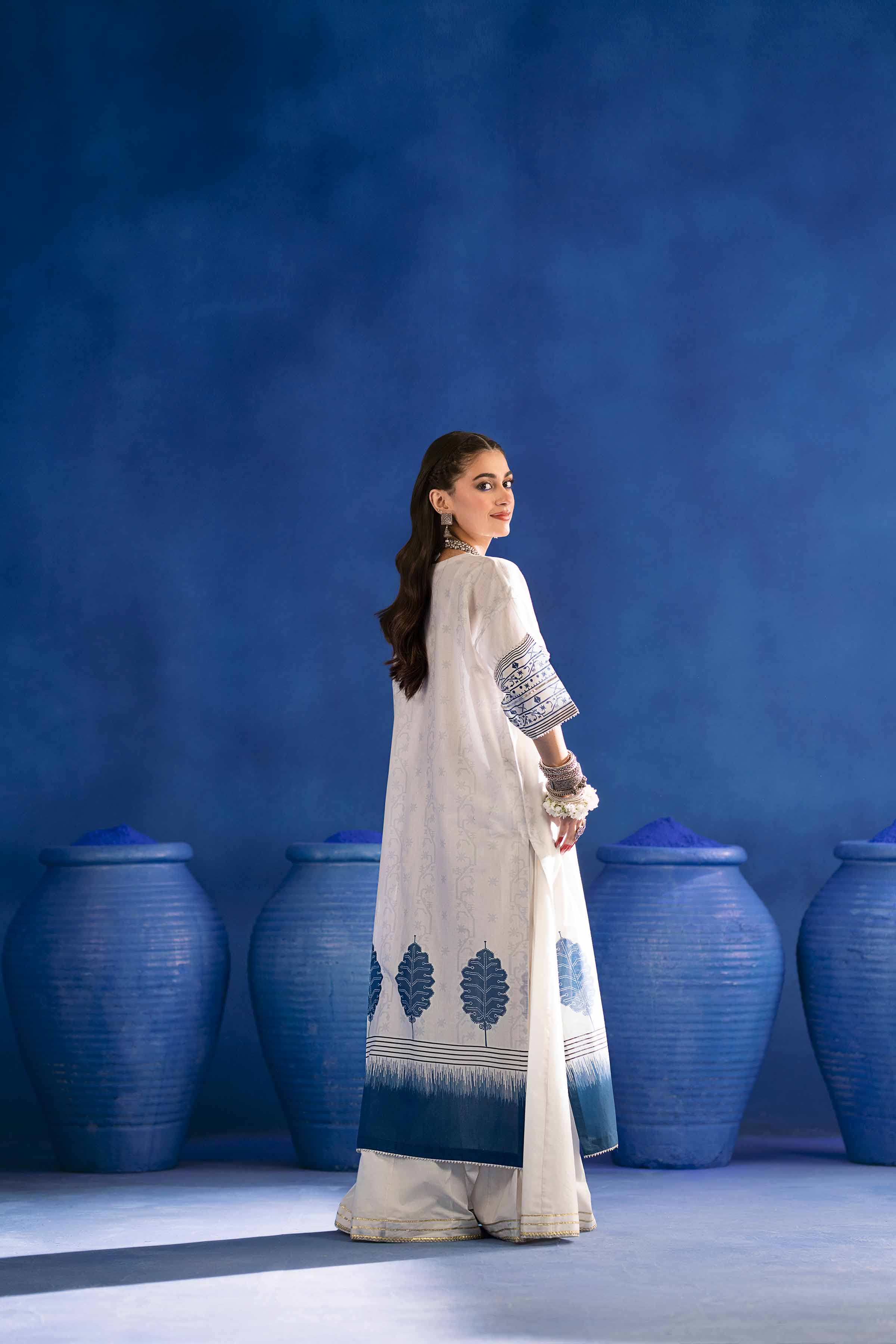 NishatUK - Blue Embroidered  Lawn 1-piece ready to wear Shirt