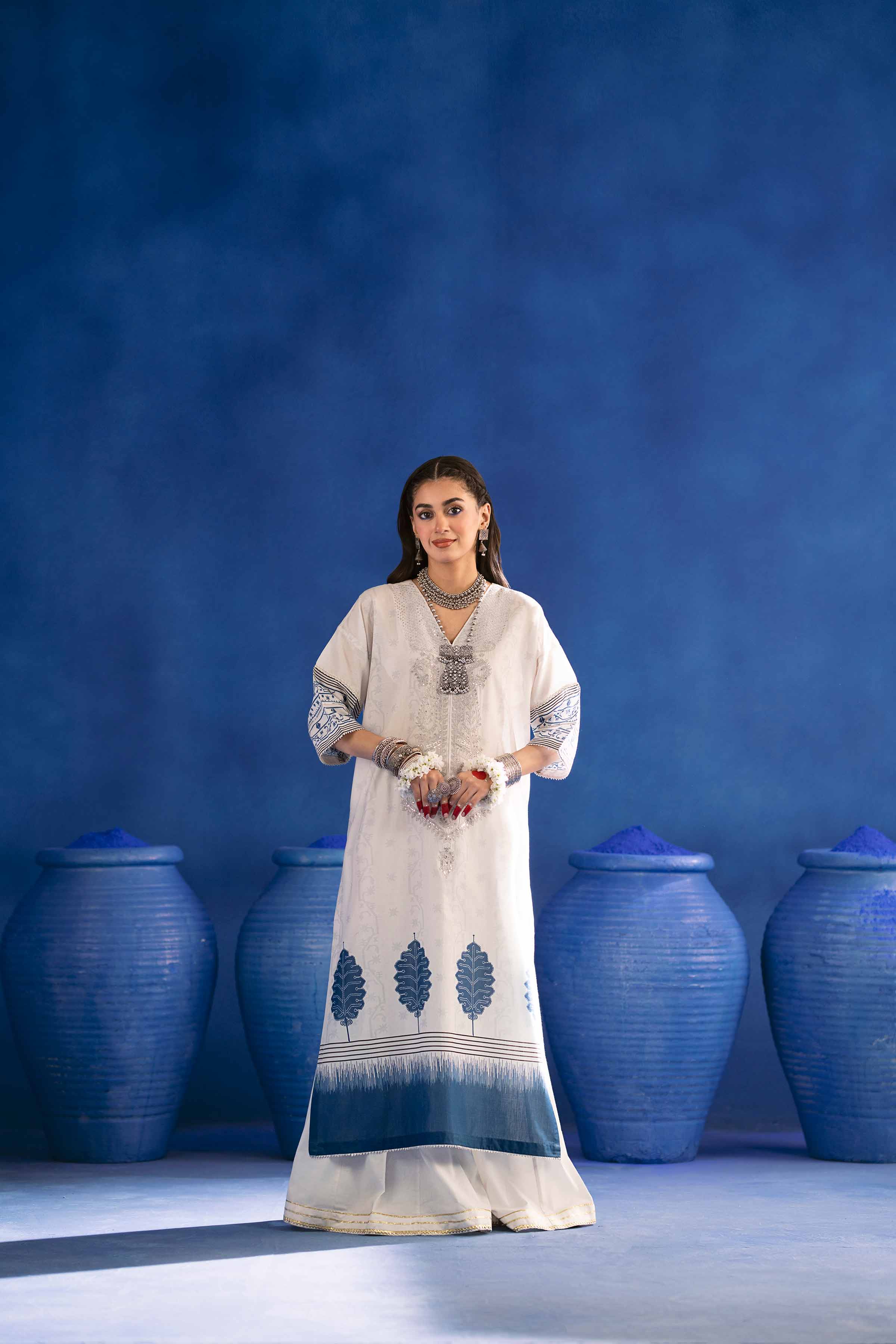 NishatUK - Blue Embroidered  Lawn 1-piece ready to wear Shirt