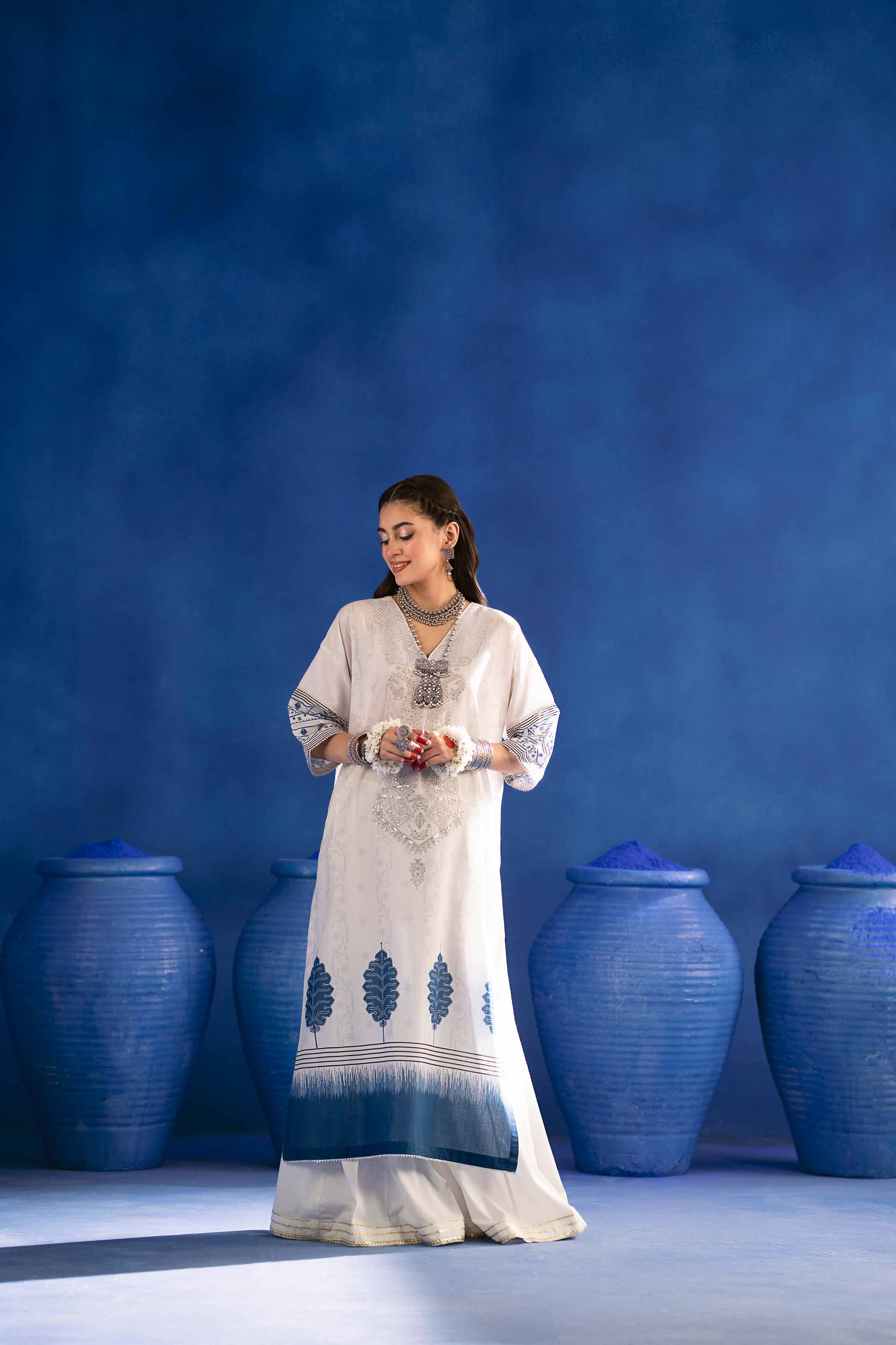 NishatUK - Blue Embroidered  Lawn 1-piece ready to wear Shirt