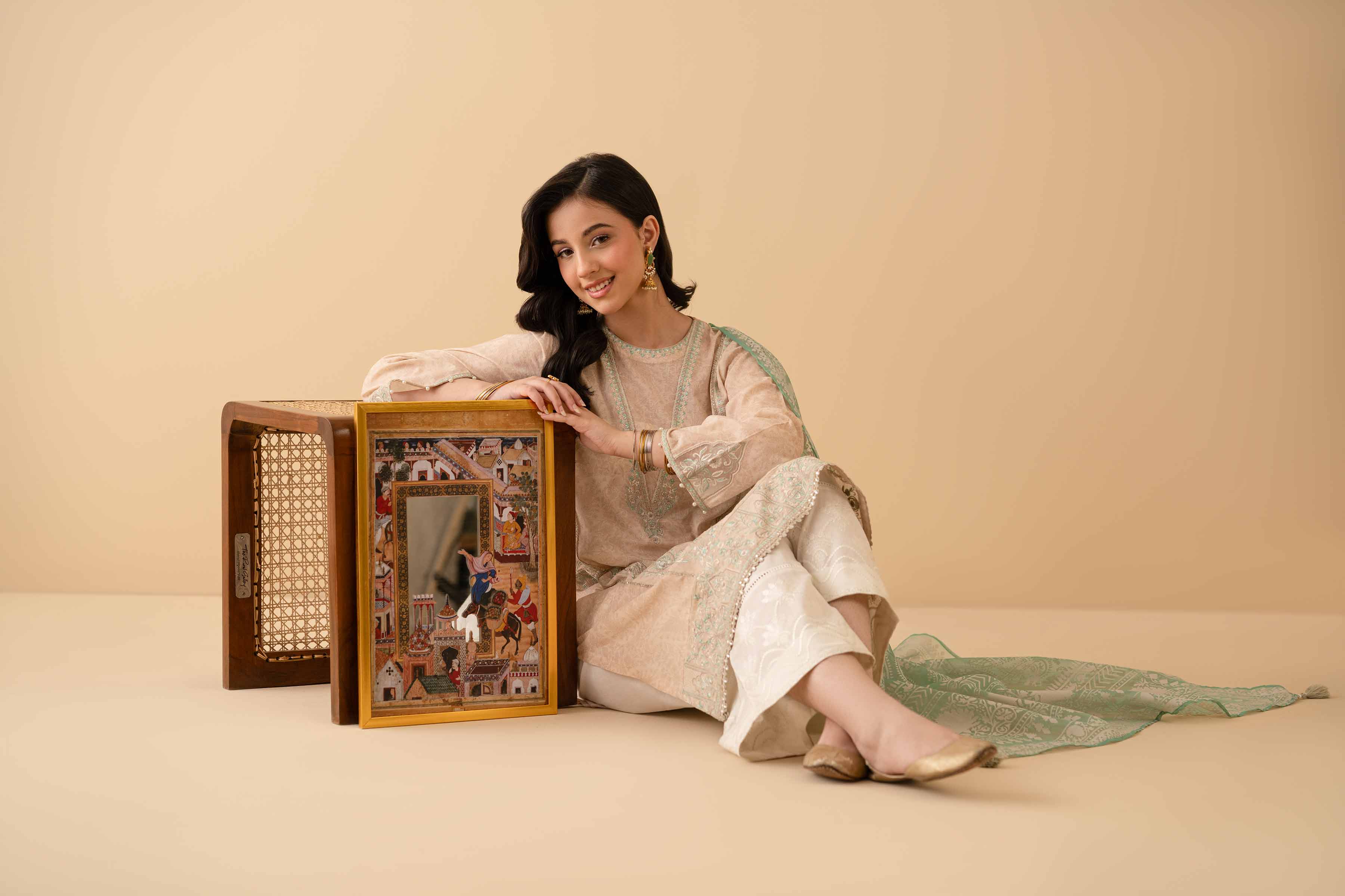NishatUK - Beige Embroidered Lawn 2-piece ready to wear Dress