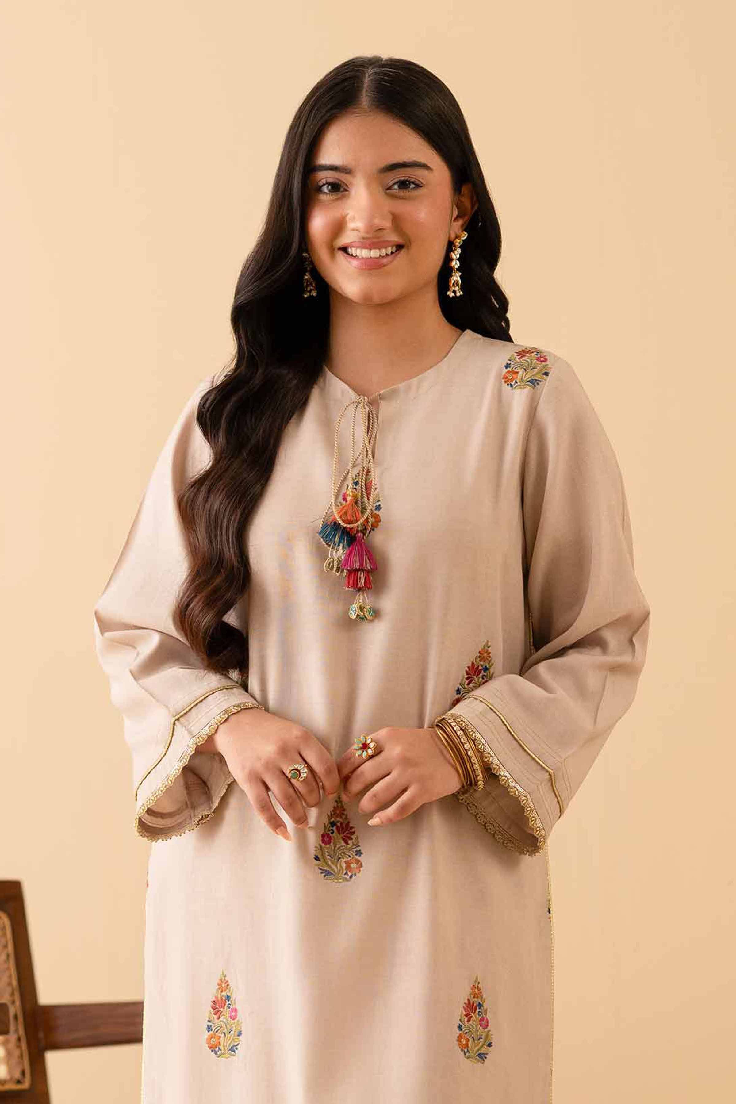 NishatUK - Beige Embroidered Cotton 1-piece ready to wear Shirt