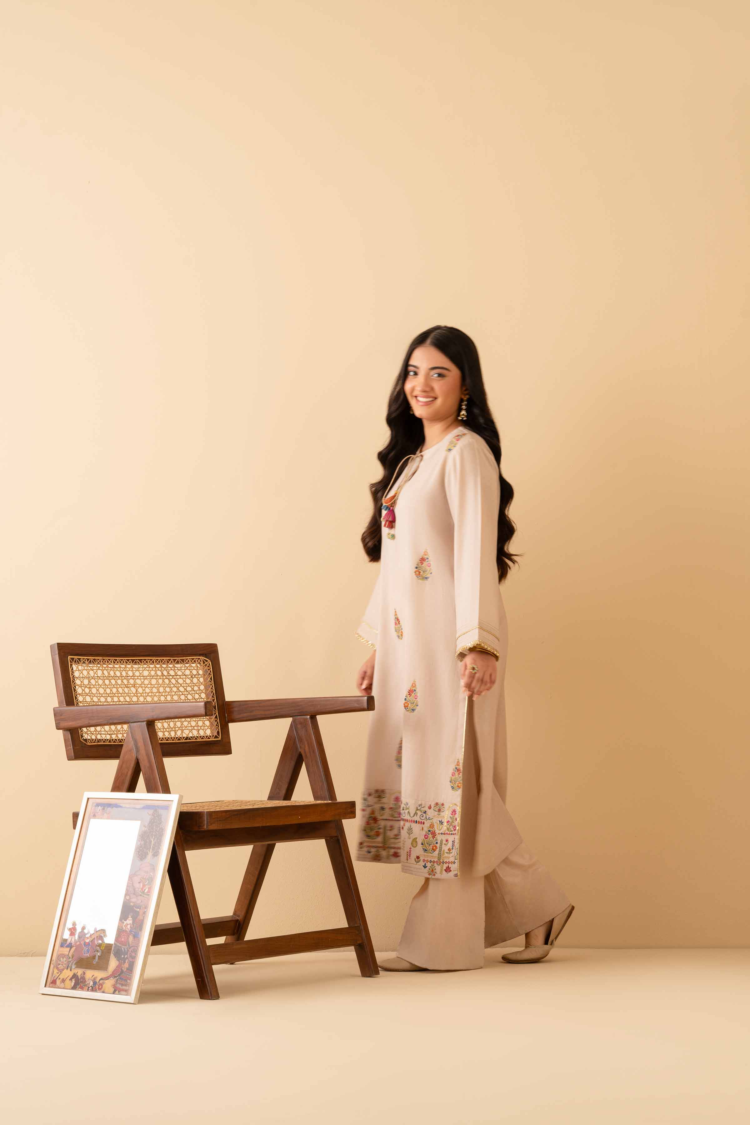 NishatUK - Beige Embroidered Cotton 1-piece ready to wear Shirt