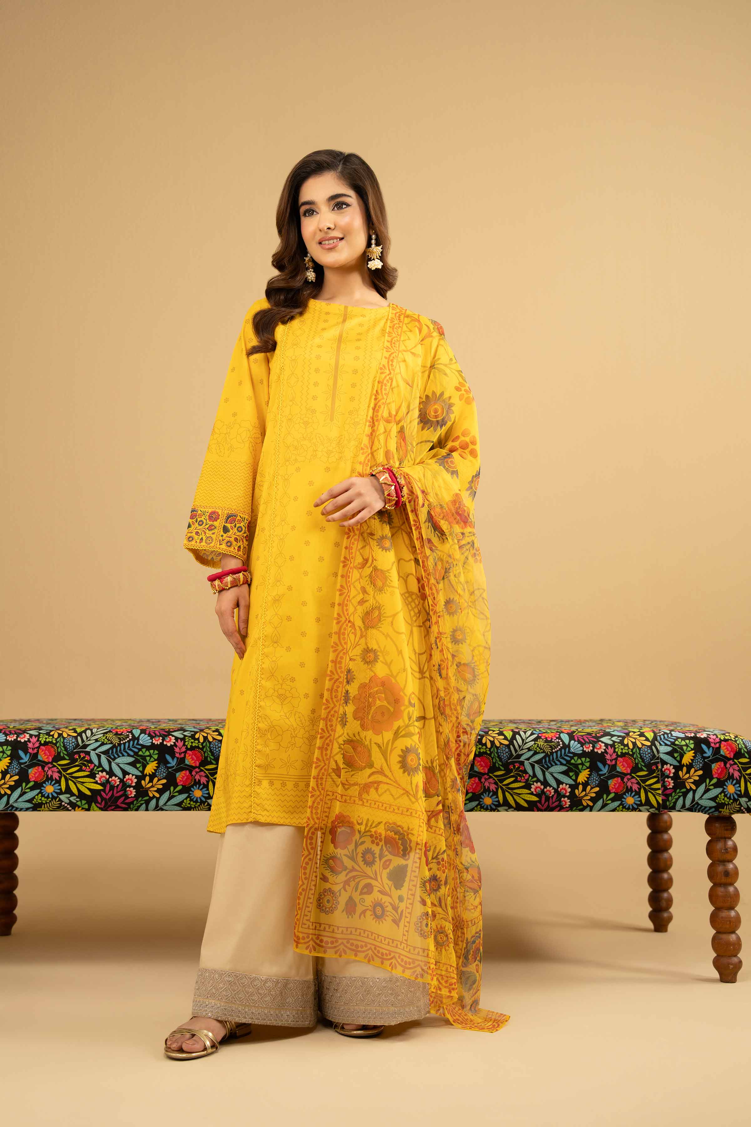 NishatUK - Yellow Printed  Lawn 2-piece ready to wear Dress