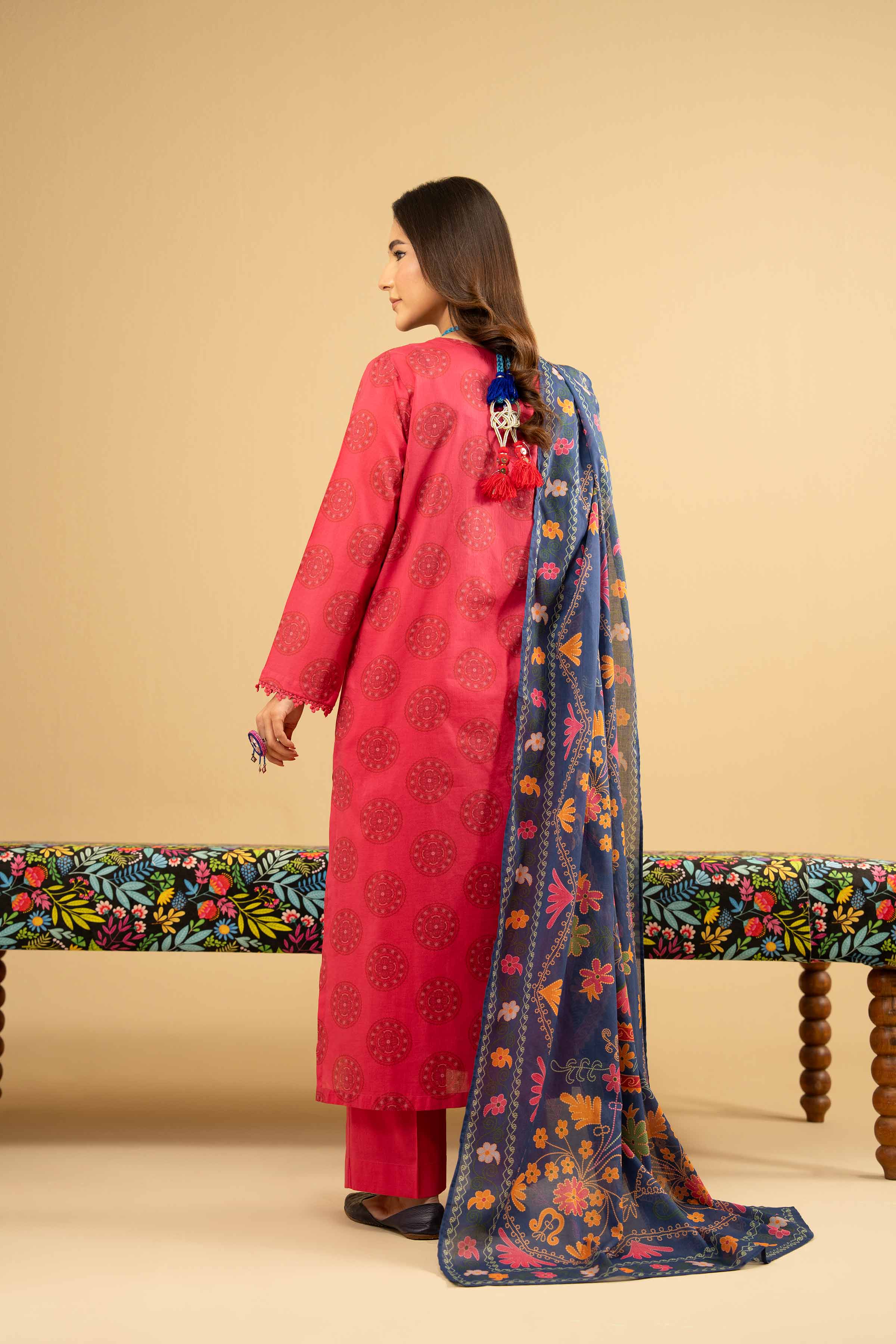 NishatUK - Pink Embroidered  Lawn 3-piece ready to wear Suit