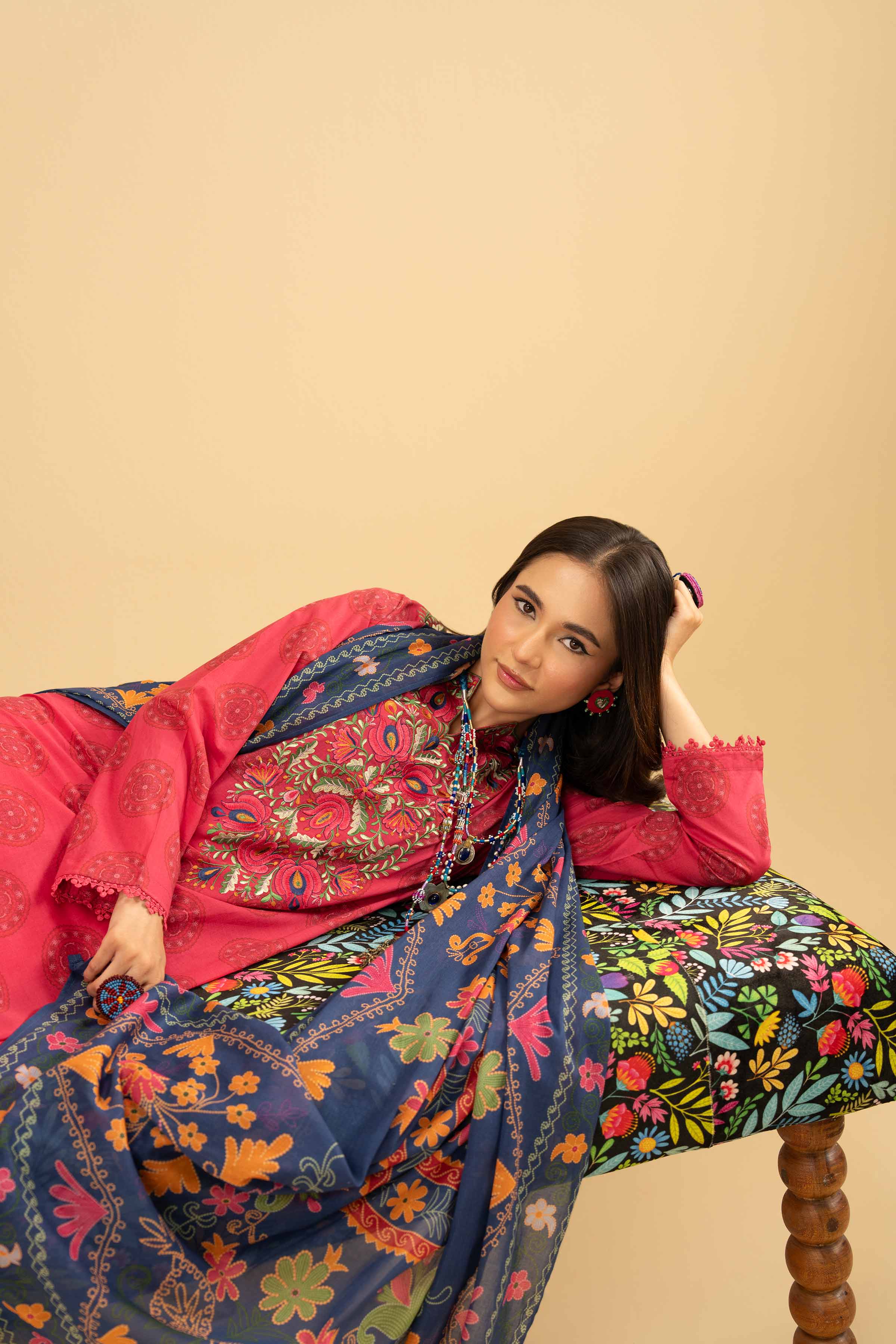 NishatUK - Pink Embroidered  Lawn 3-piece ready to wear Suit