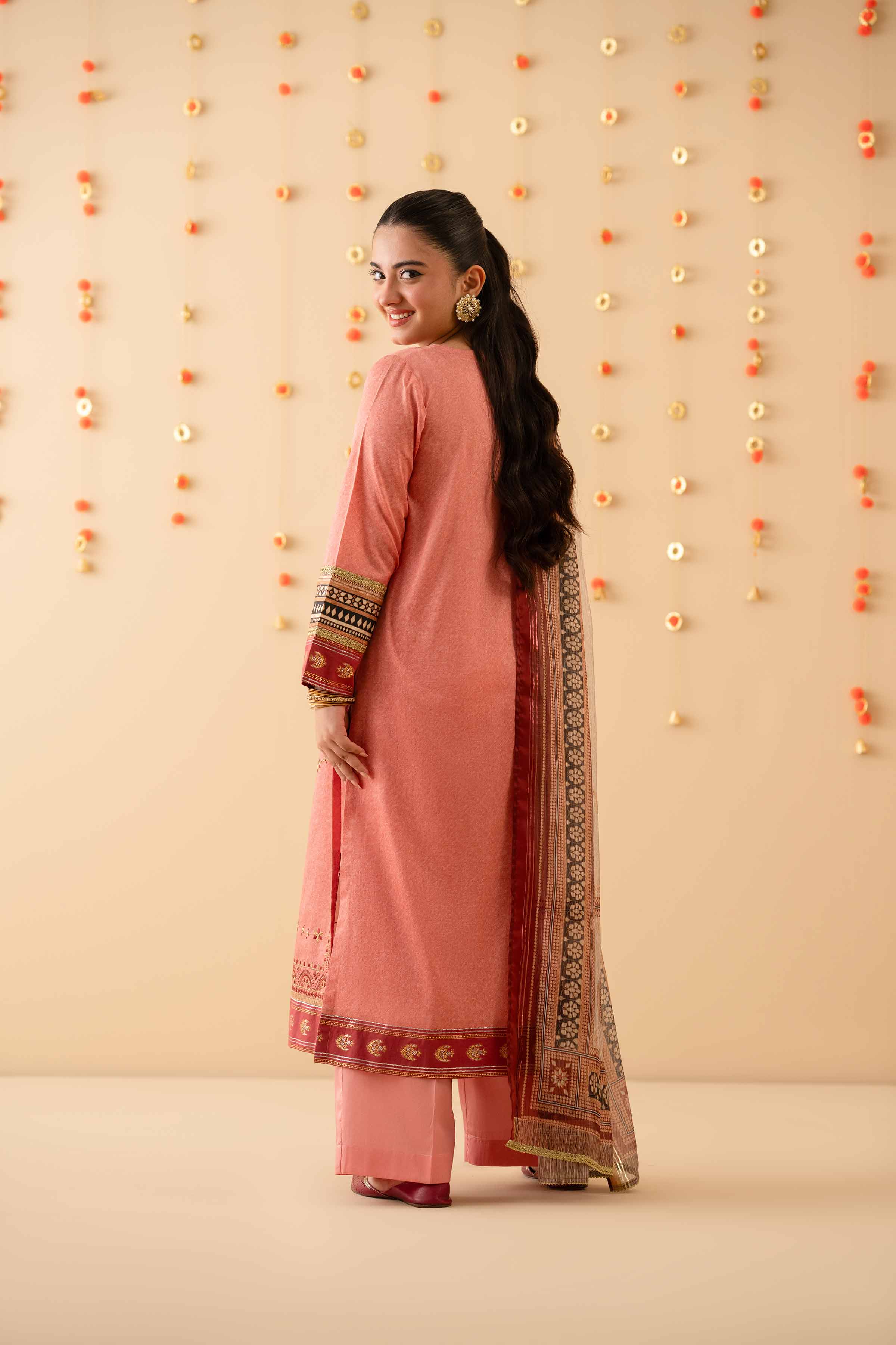 NishatUK - Pink Embroidered  Satin 3-piece ready to wear Suit