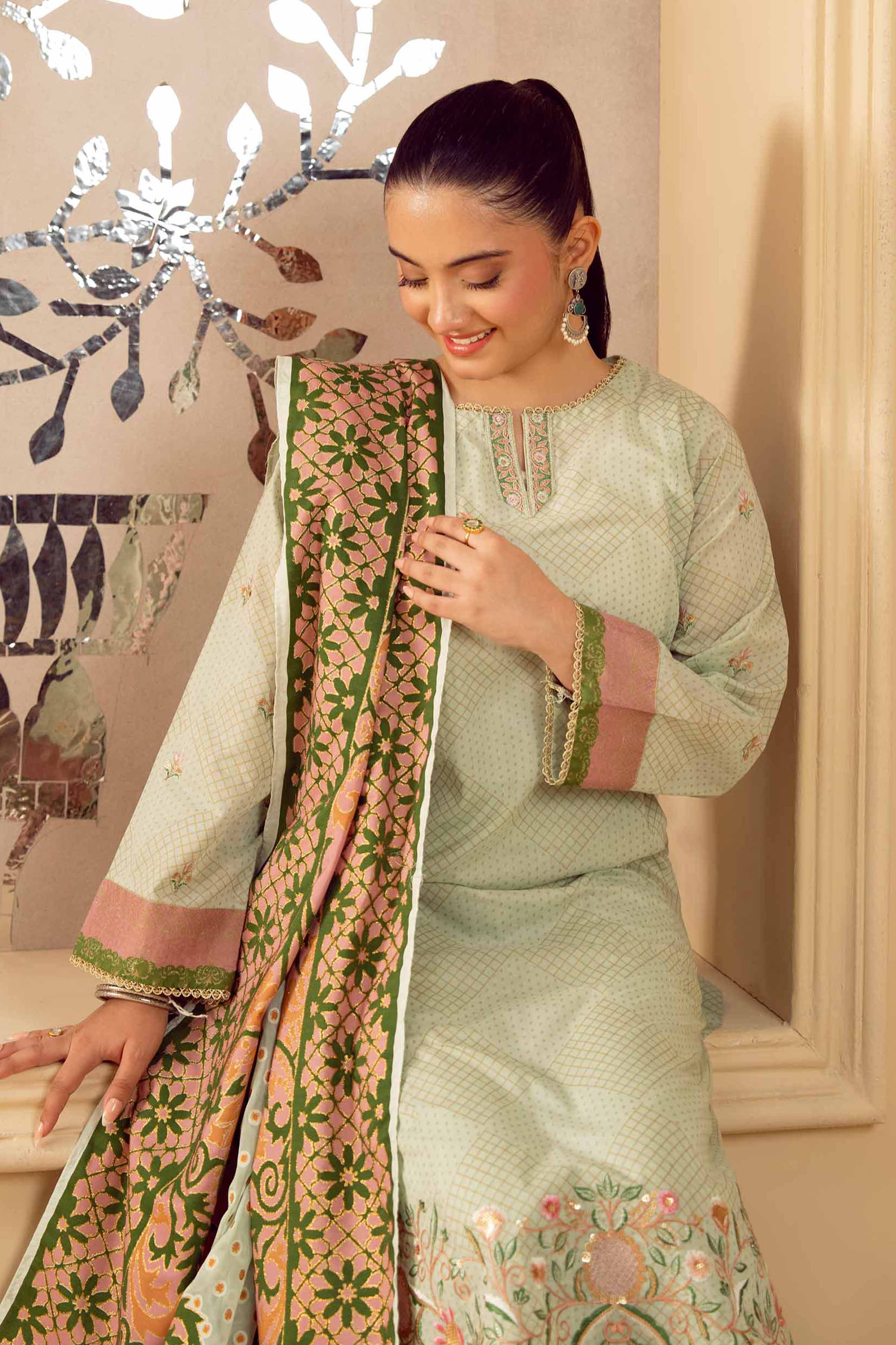 NishatUK - Mint Embroidered Lawn 3-piece ready to wear Suit
