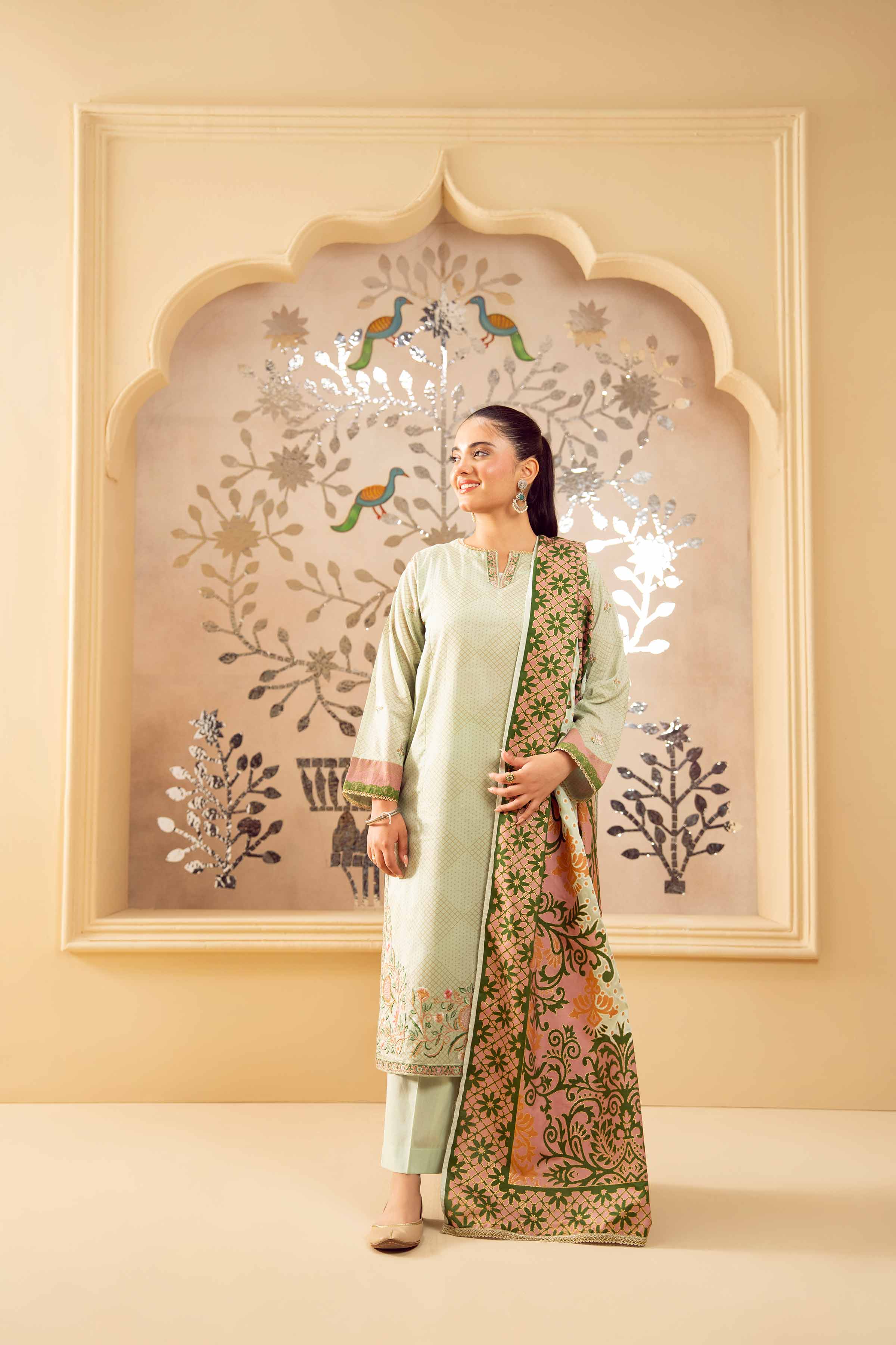 NishatUK - Mint Embroidered Lawn 3-piece ready to wear Suit