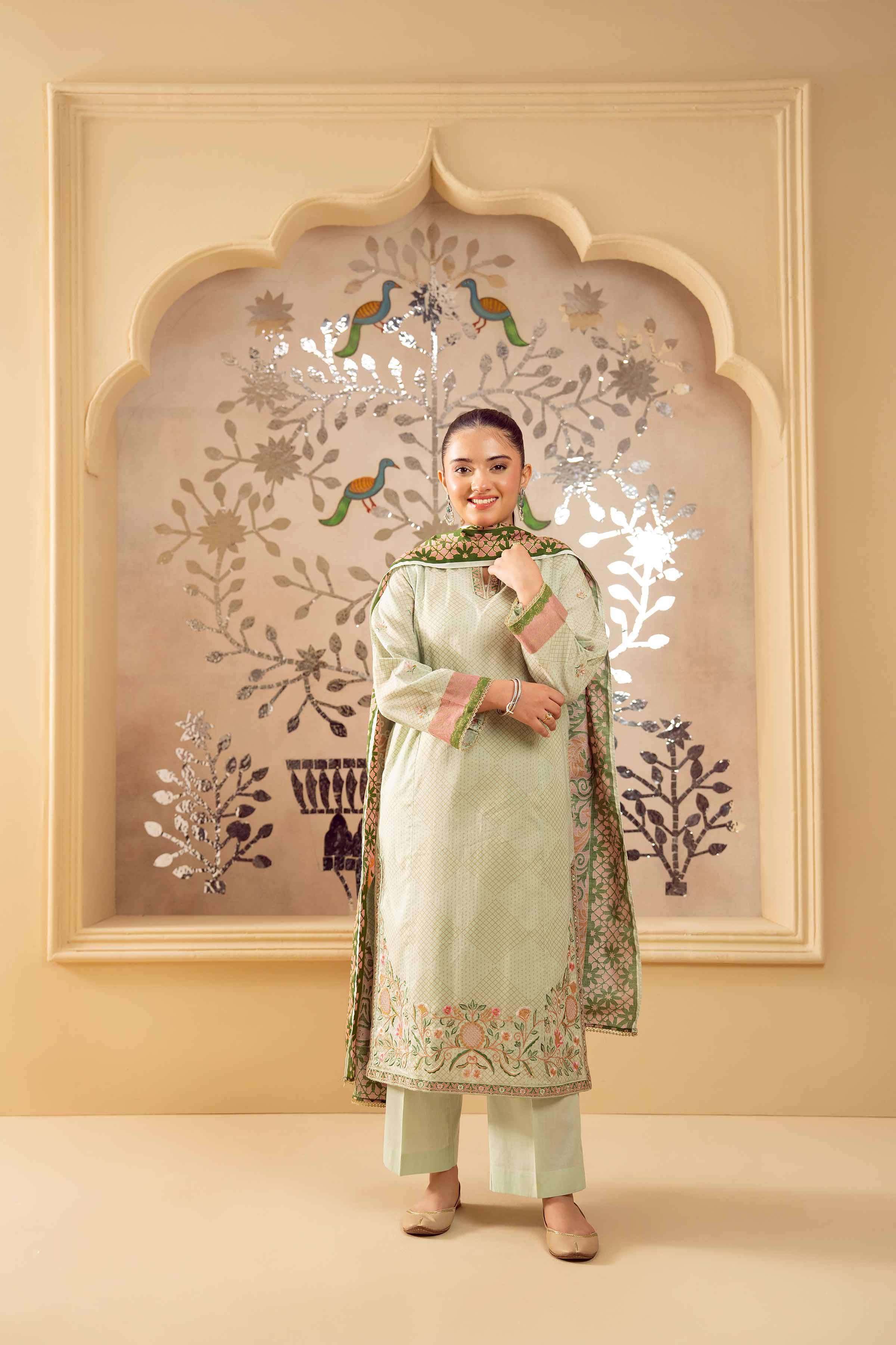 NishatUK - Mint Embroidered Lawn 3-piece ready to wear Suit