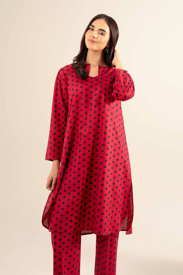 NishatUK - Red Printed Cotton 2-piece ready to wear Dress